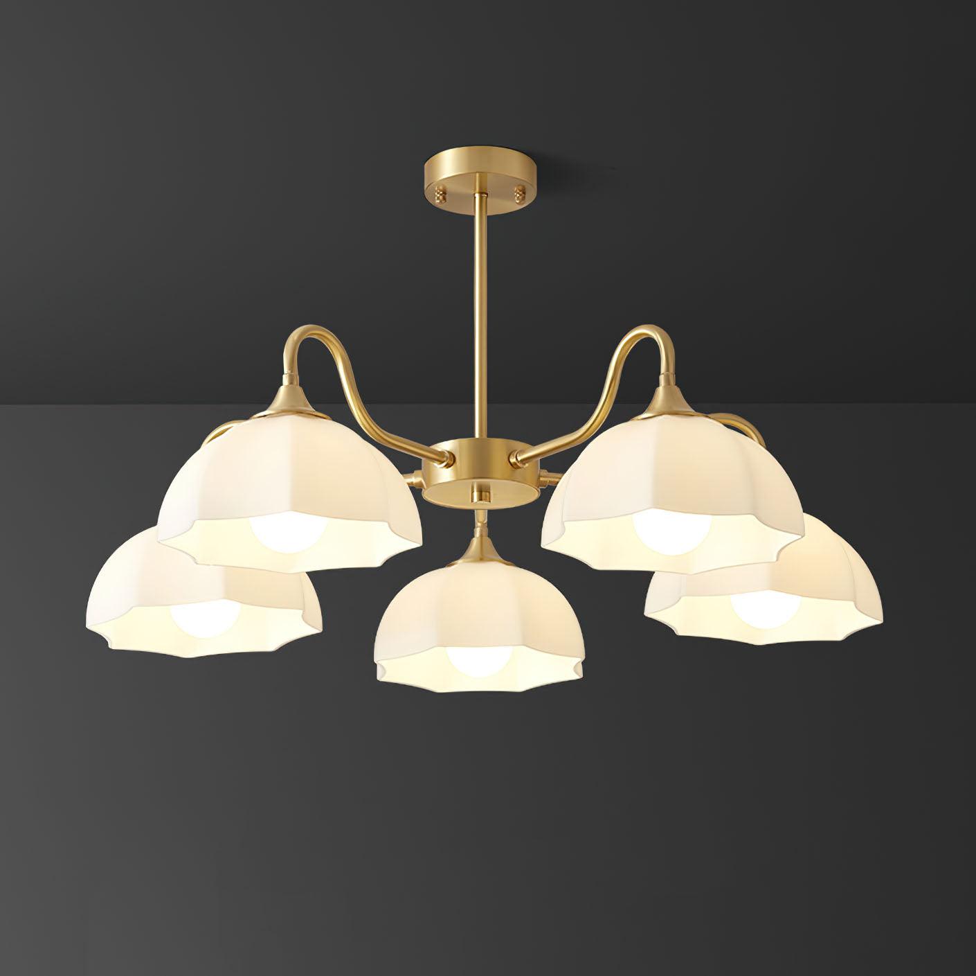 Lustra Lustre Bol En Verre Octagonal Cuivre Français