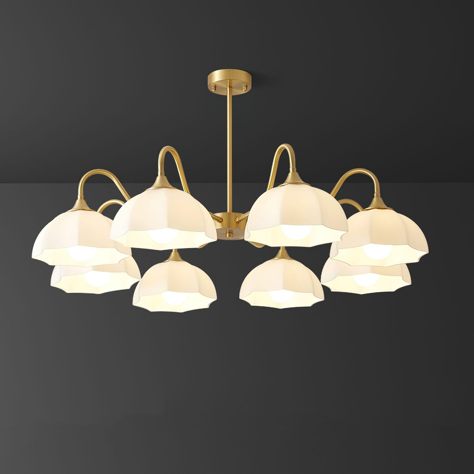 Lustra Lustre Bol En Verre Octagonal Cuivre Français