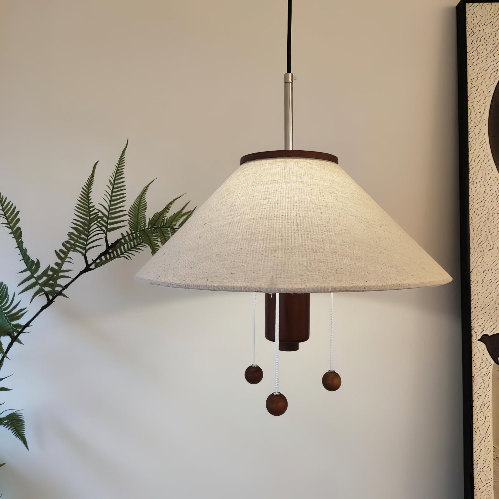 Zathee Nordic Art Classique Bois Tissu Pendentif Lampe