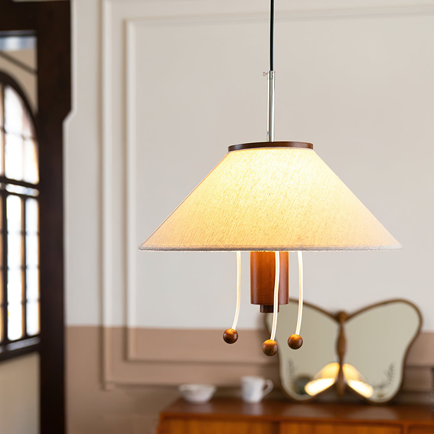 Zathee Nordic Art Classique Bois Tissu Pendentif Lampe
