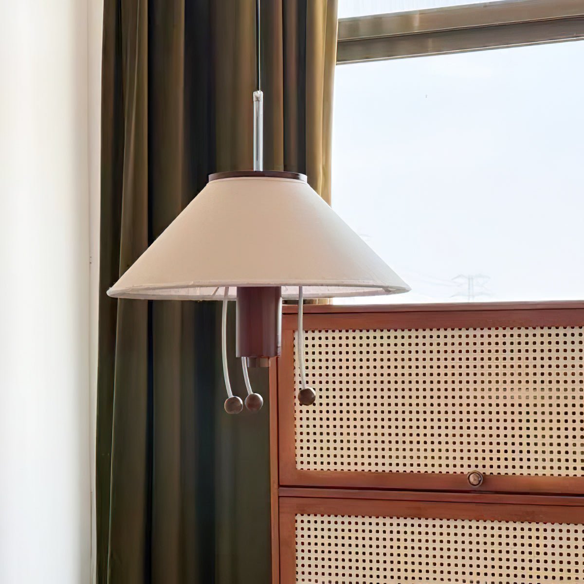 Zathee Nordic Art Classique Bois Tissu Pendentif Lampe