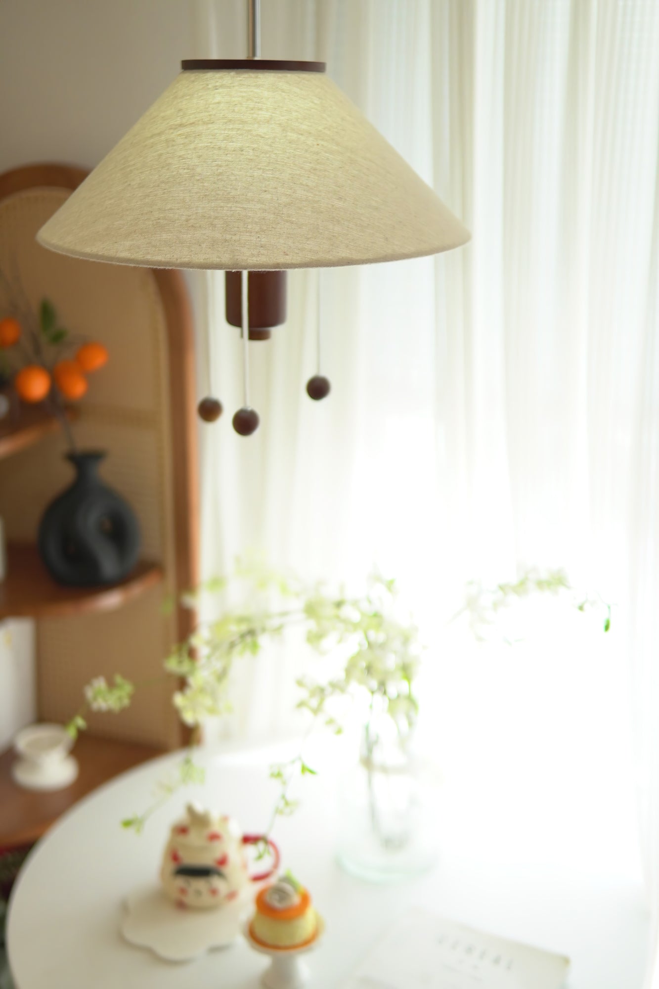 Zathee Nordic Art Classique Bois Tissu Pendentif Lampe