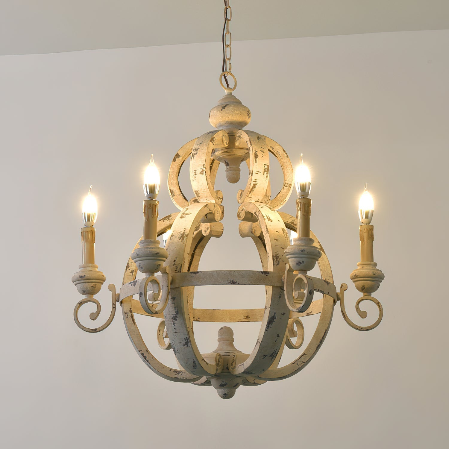 Cumaryra Lustre Traditionnel en Bois et Métal Sculpté à La Main