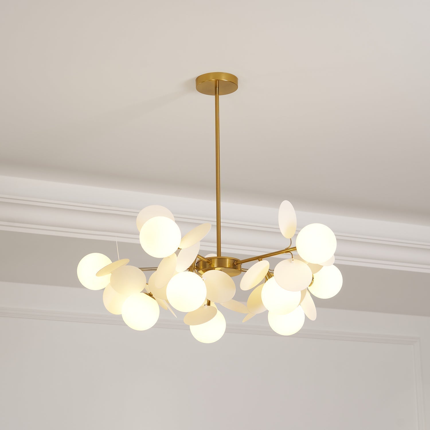 Lustra Lustre Arbre Blanc Cassé à Huit Abat-jours Ouverts