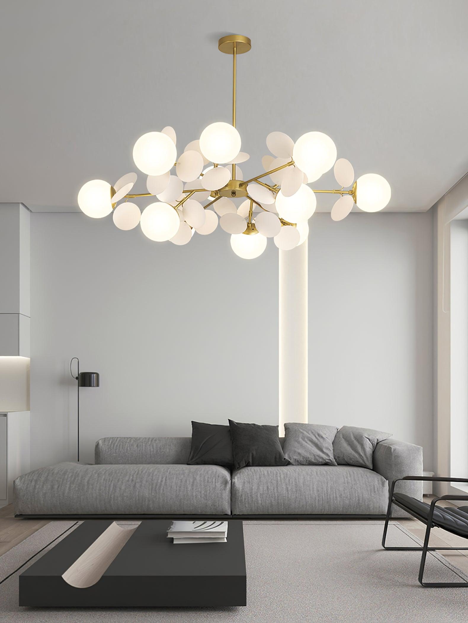 Lustra Lustre Arbre Blanc Cassé à Huit Abat-jours Ouverts
