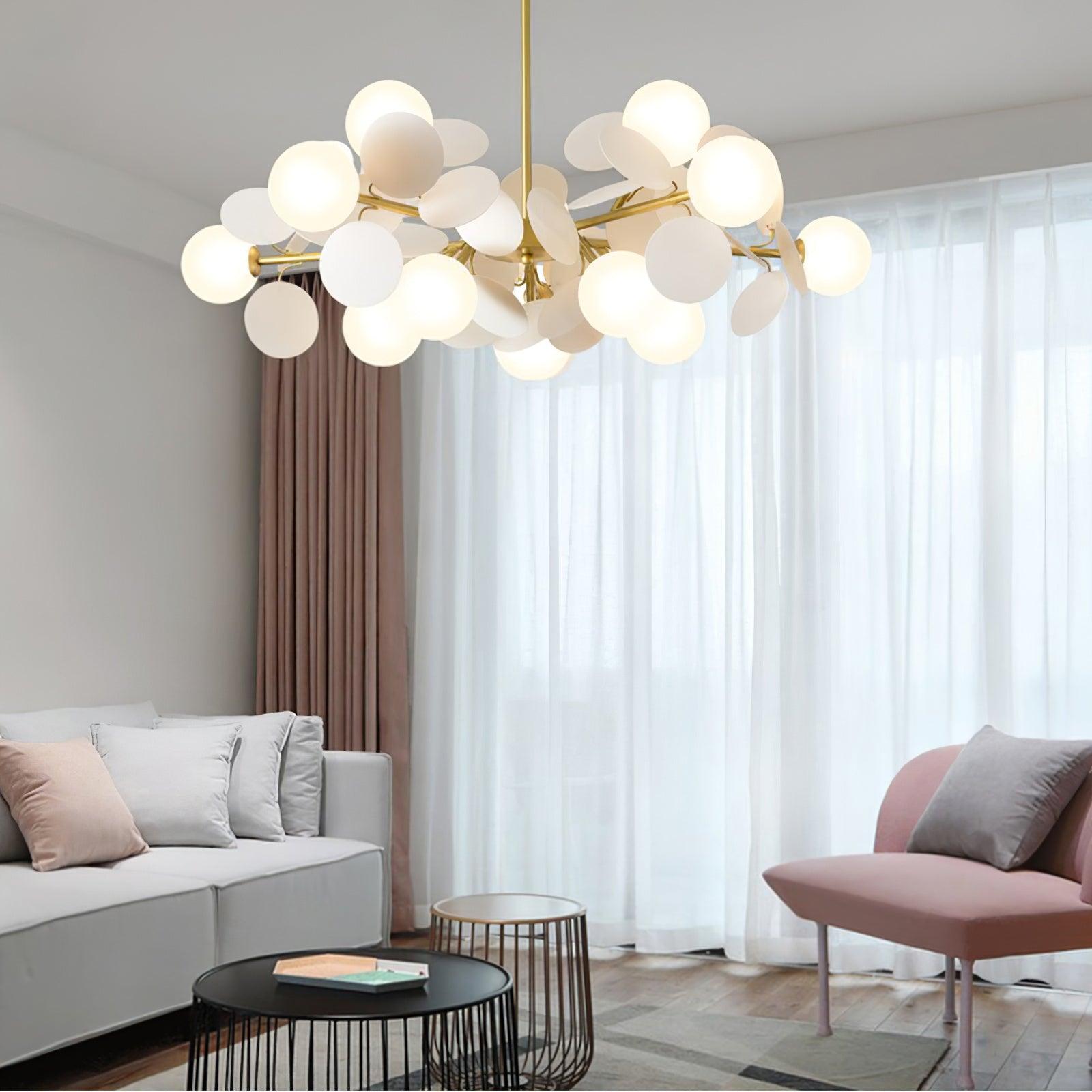 Lustra Lustre Arbre Blanc Cassé à Huit Abat-jours Ouverts