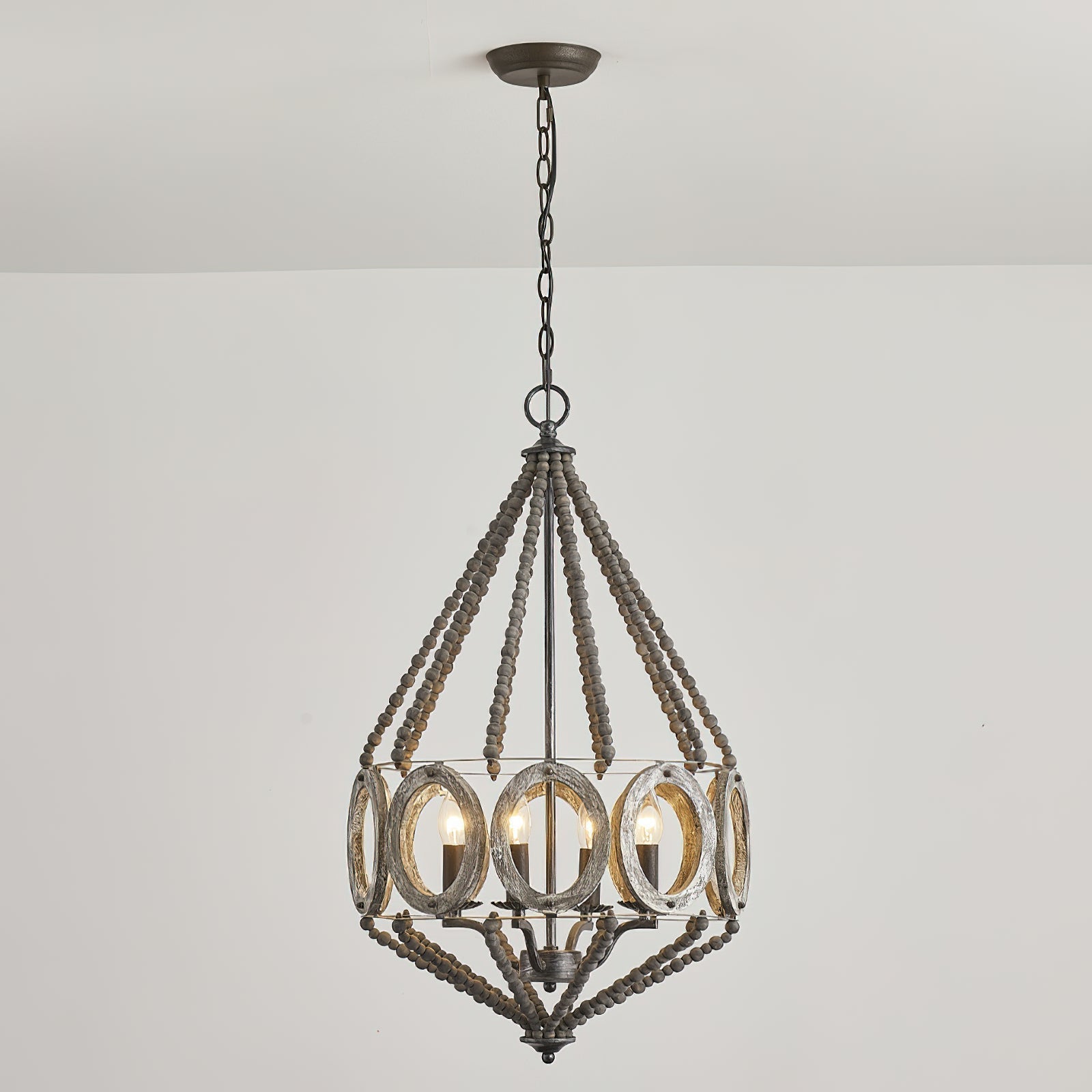 Zasorila Lustre Vintage en Bois et Métal