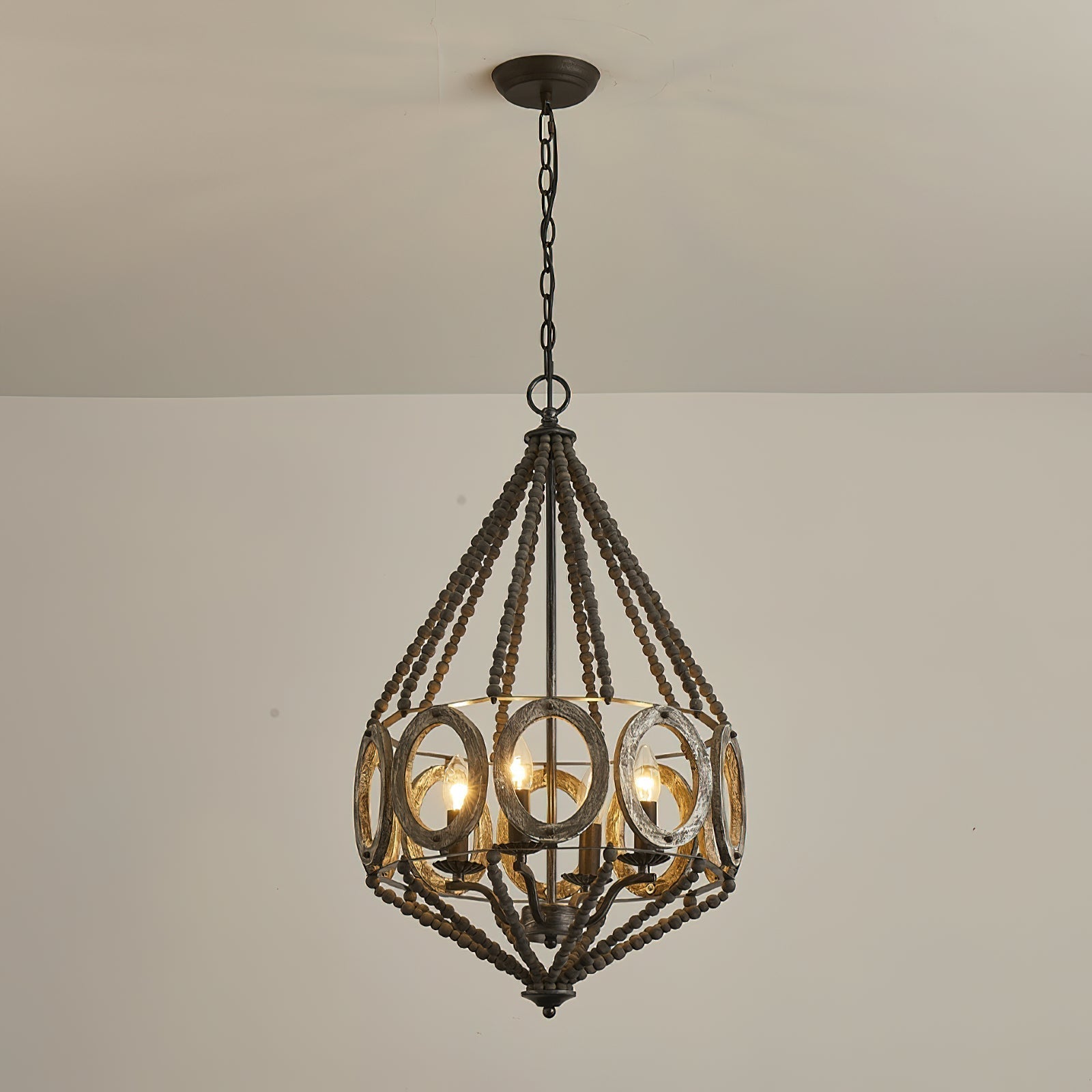 Zasorila Lustre Vintage en Bois et Métal