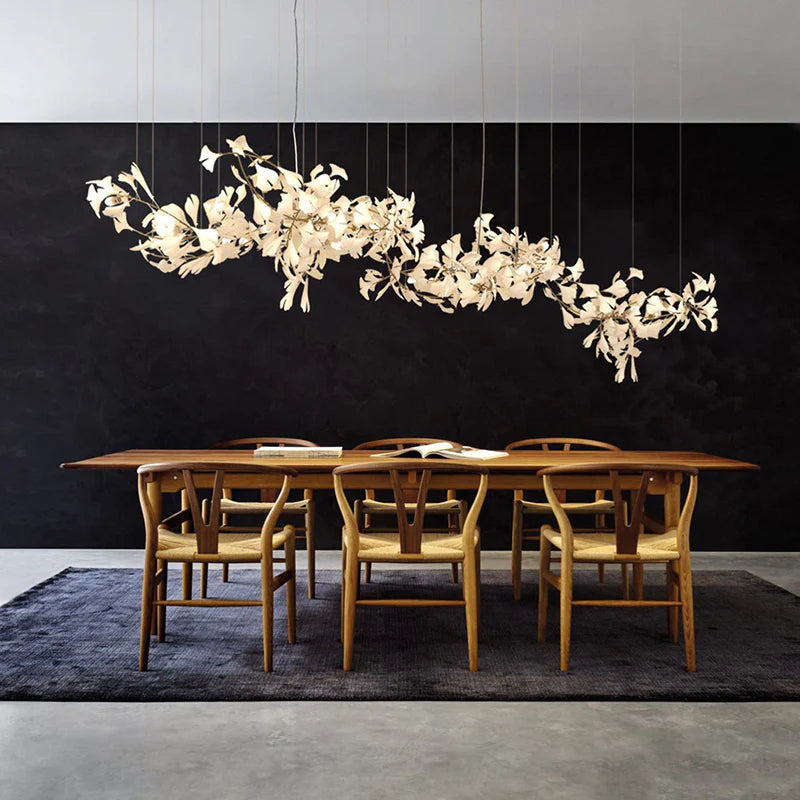 Davor Lustre Suspension Feuille Artistic Design. Métal/Céramique. Blanc. Salon