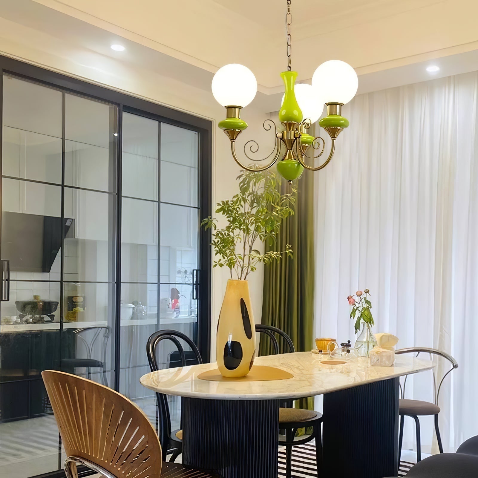 Evsolia Lustre en Verre Onyx Nordique Haut de Gamme