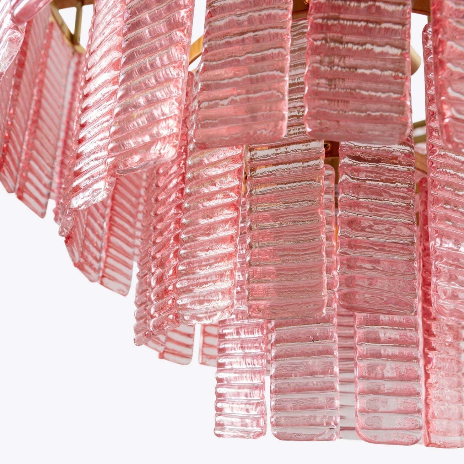 Aurora Lustre Rose Murano Verre Superposé Vintage Luxe