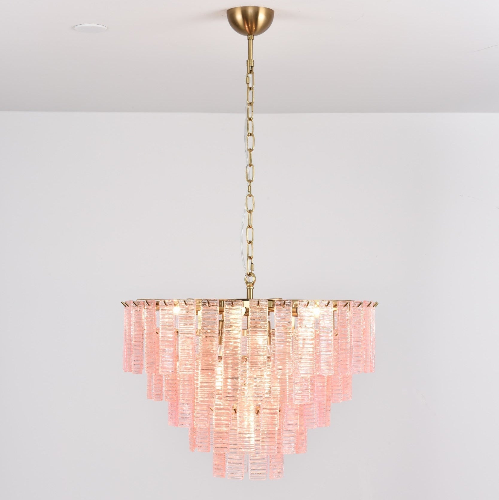 Aurora Lustre Rose Murano Verre Superposé Vintage Luxe