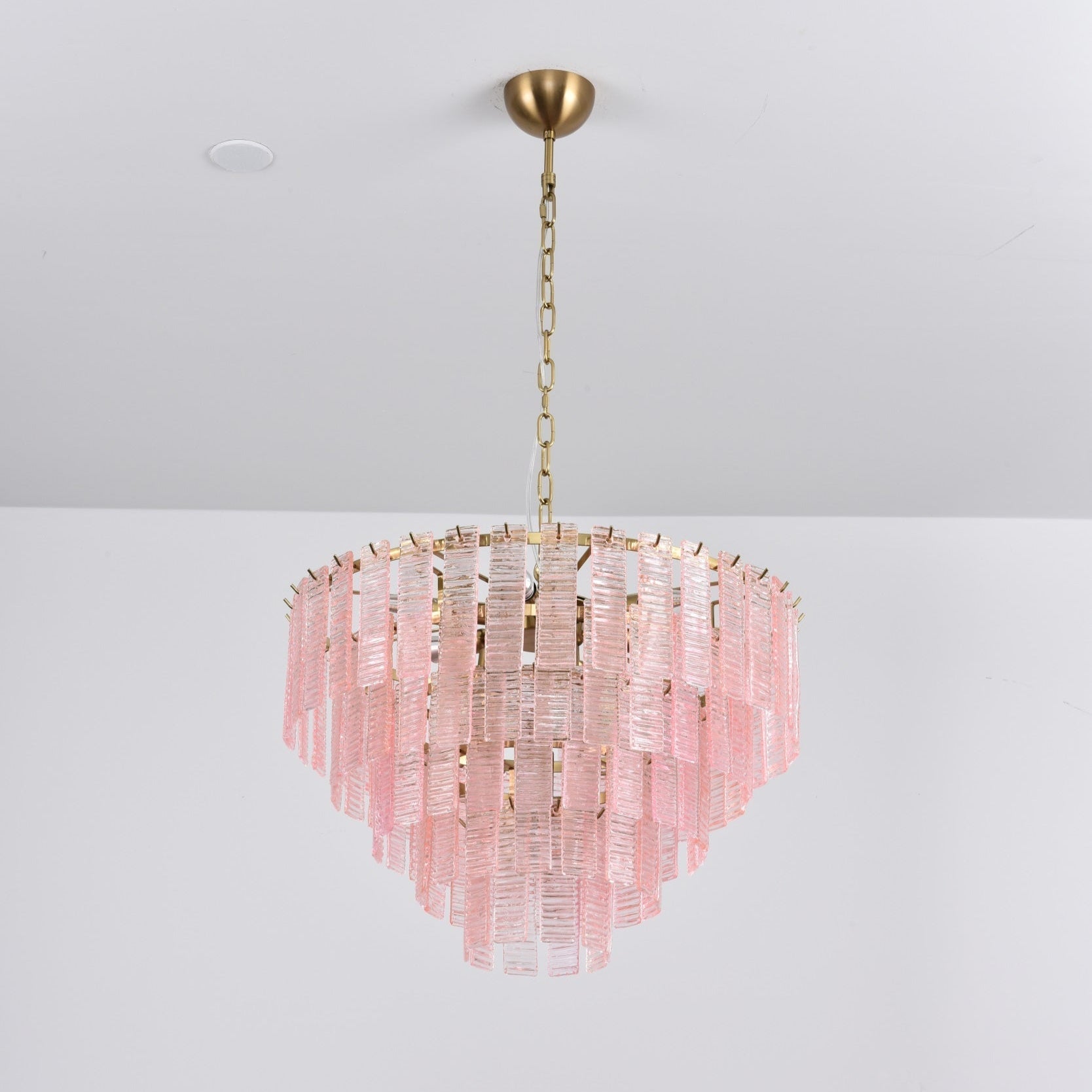 Aurora Lustre Rose Murano Verre Superposé Vintage Luxe