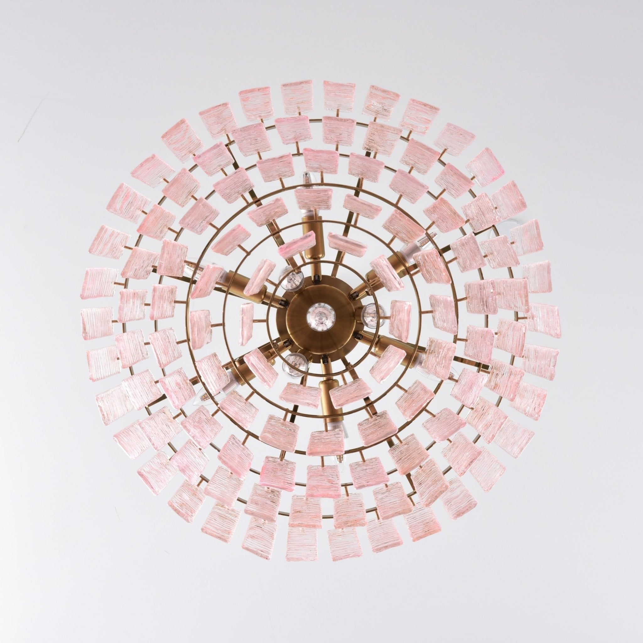 Aurora Lustre Rose Murano Verre Superposé Vintage Luxe