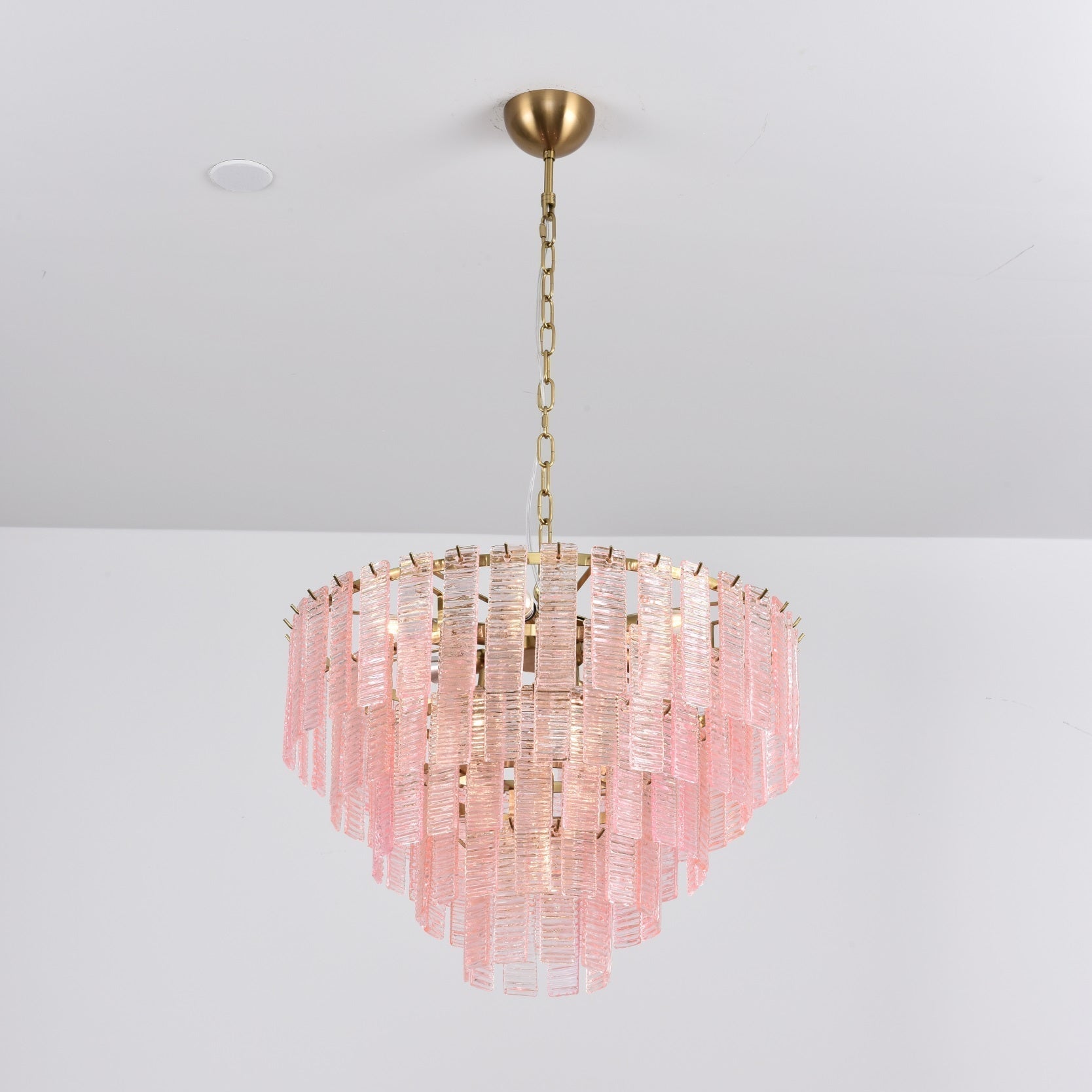Aurora Lustre Rose Murano Verre Superposé Vintage Luxe