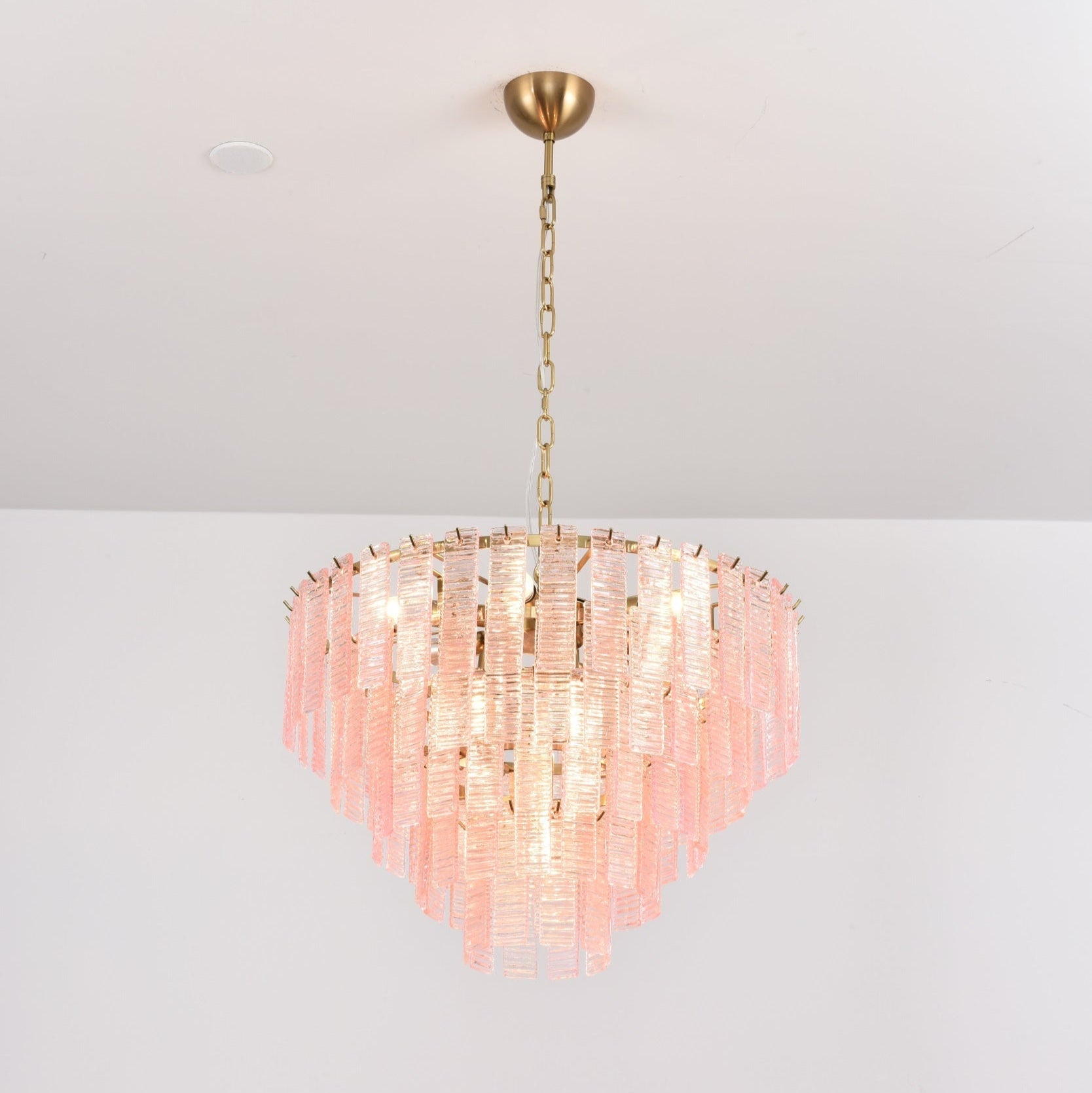Aurora Lustre Rose Murano Verre Superposé Vintage Luxe
