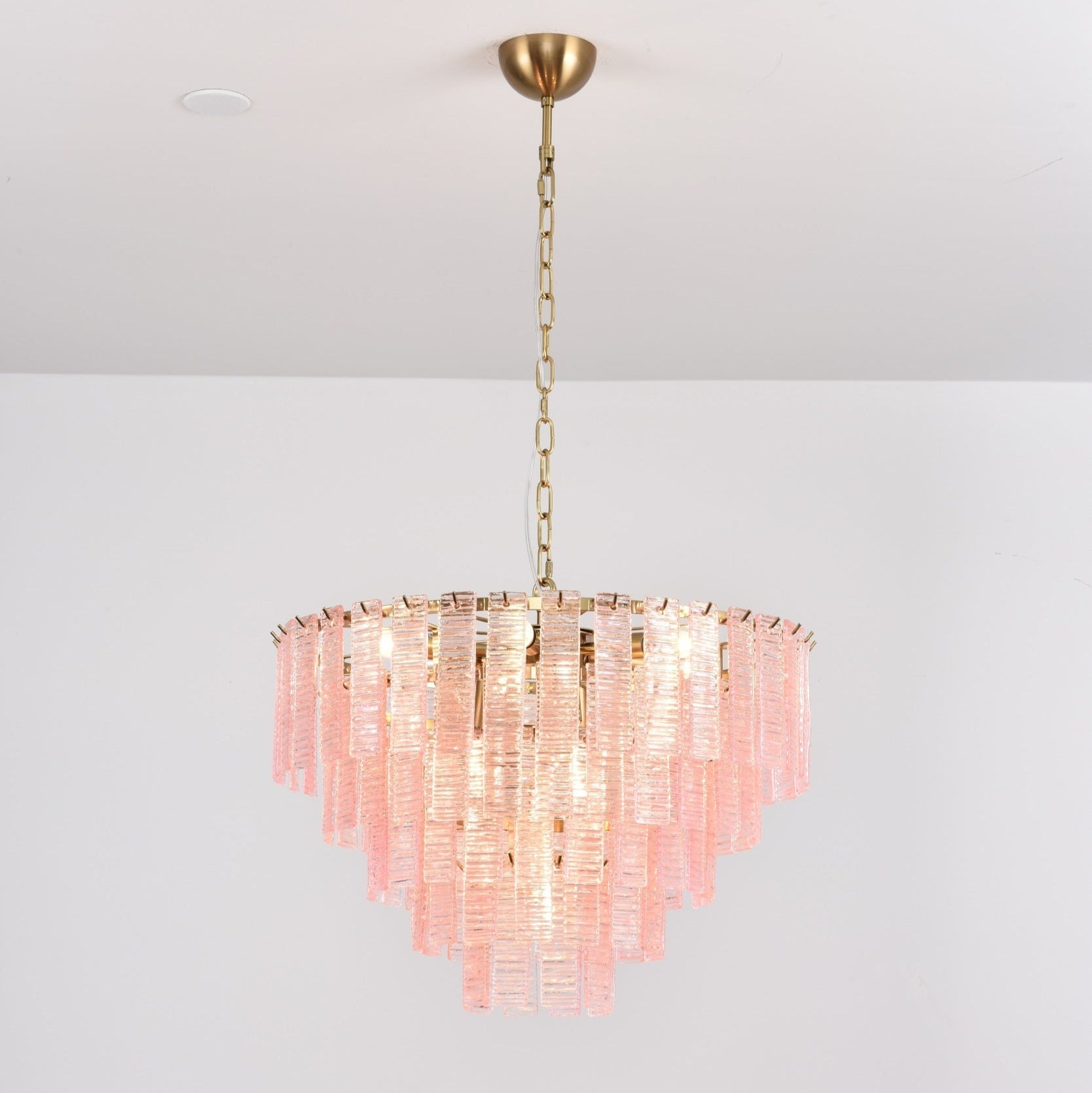 Aurora Lustre Rose Murano Verre Superposé Vintage Luxe