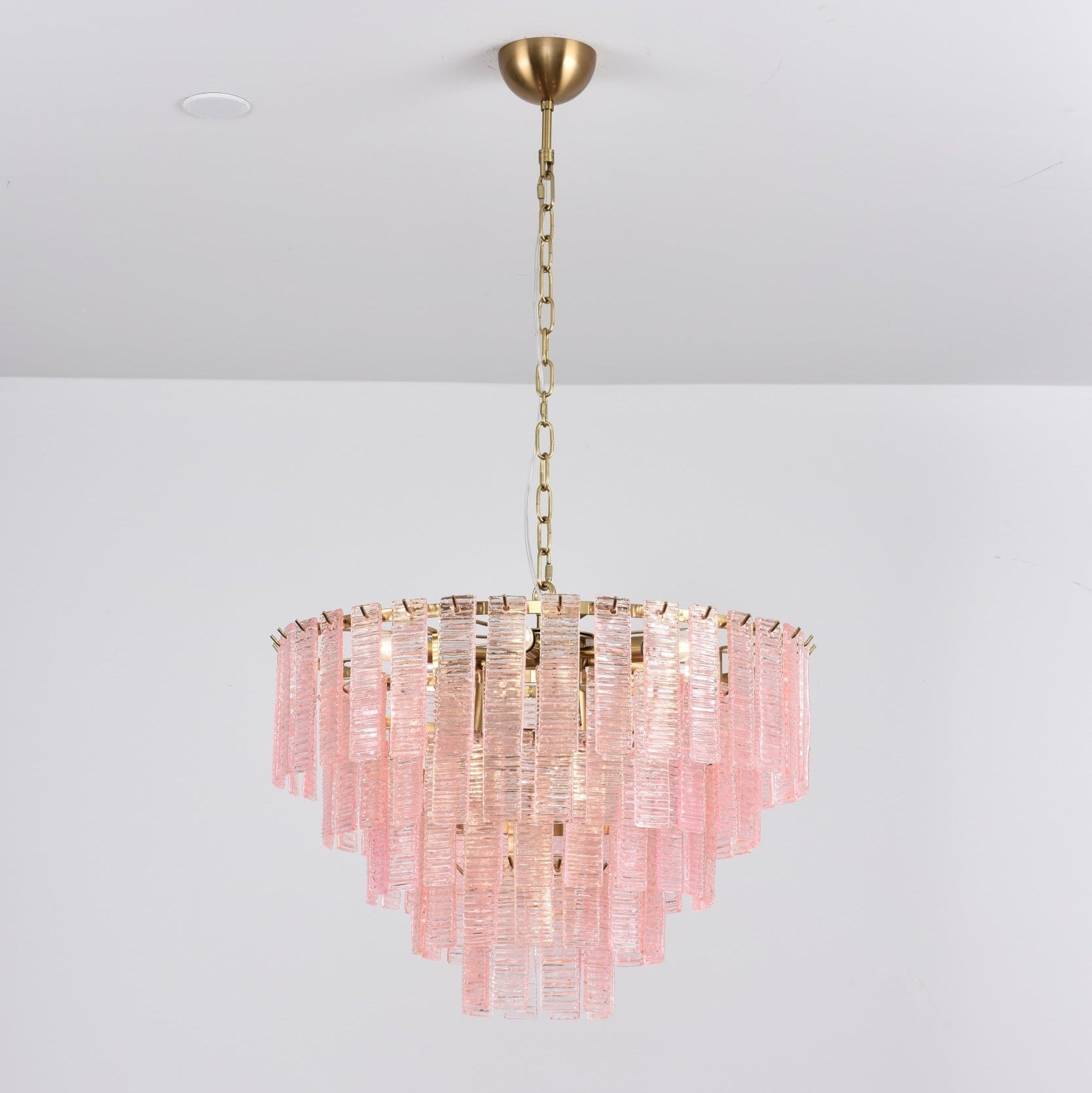Aurora Lustre Rose Murano Verre Superposé Vintage Luxe