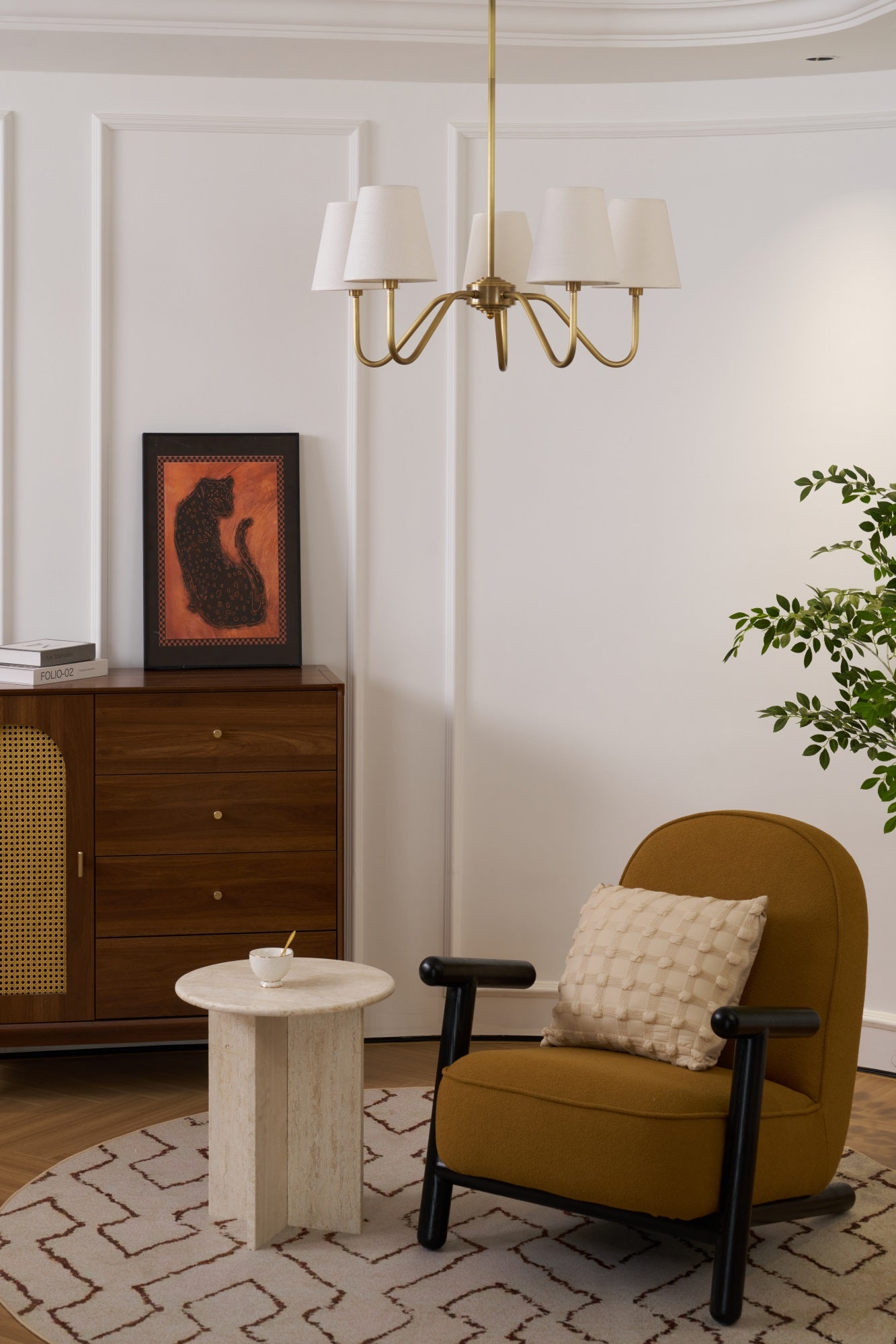 Viraean Lustre Industriel Vintage en Laiton et Tissu