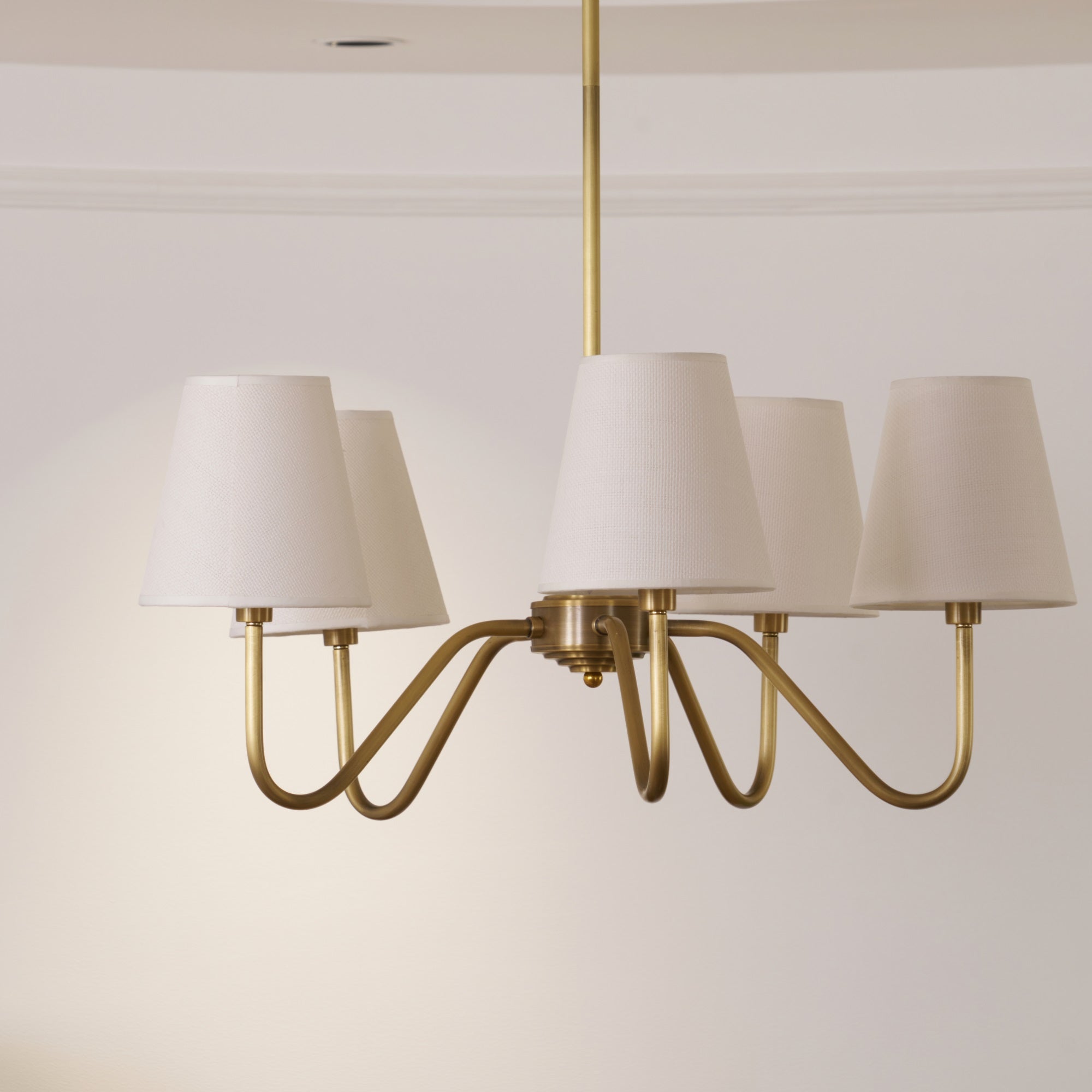 Viraean Lustre Industriel Vintage en Laiton et Tissu