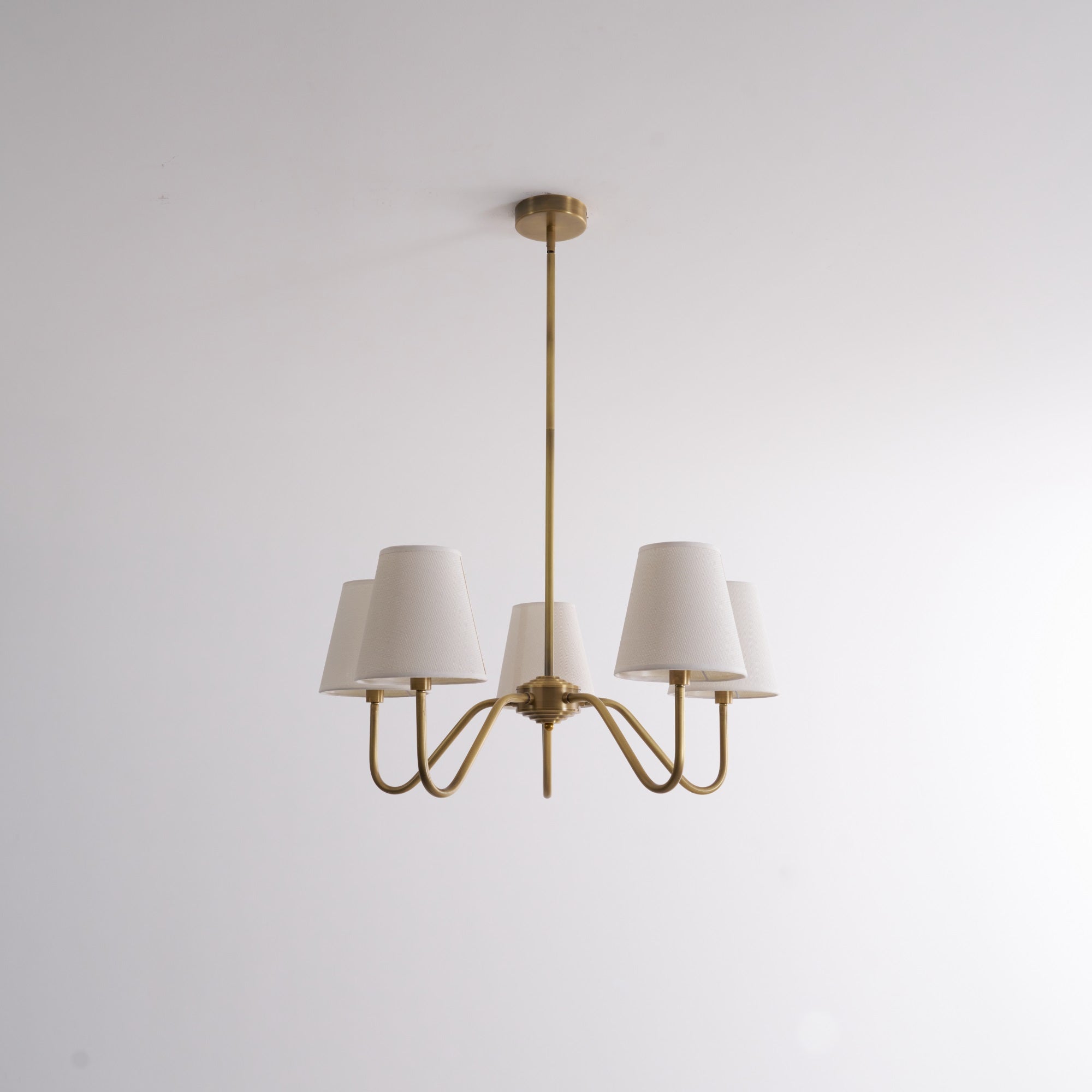 Viraean Lustre Industriel Vintage en Laiton et Tissu