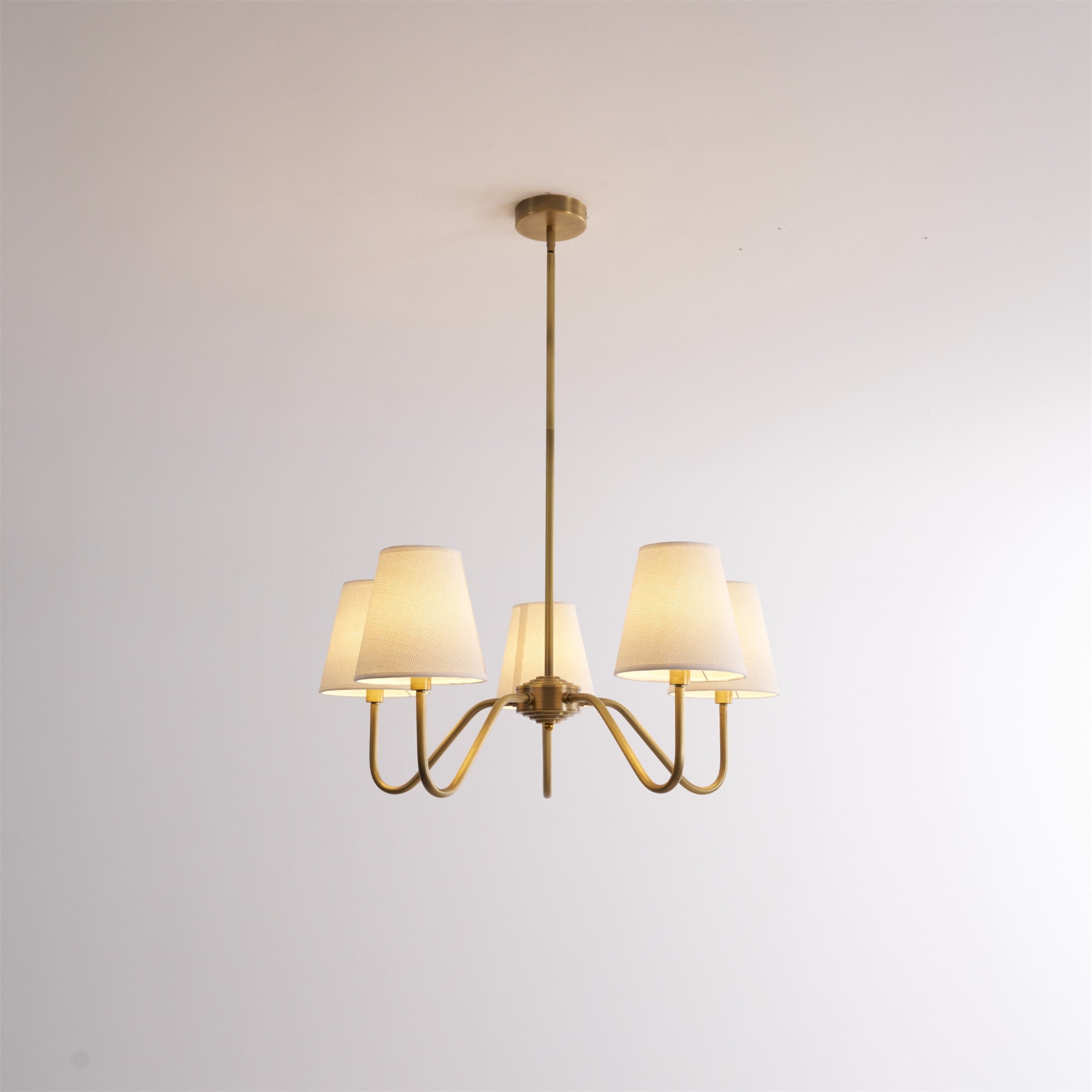 Viraean Lustre Industriel Vintage en Laiton et Tissu