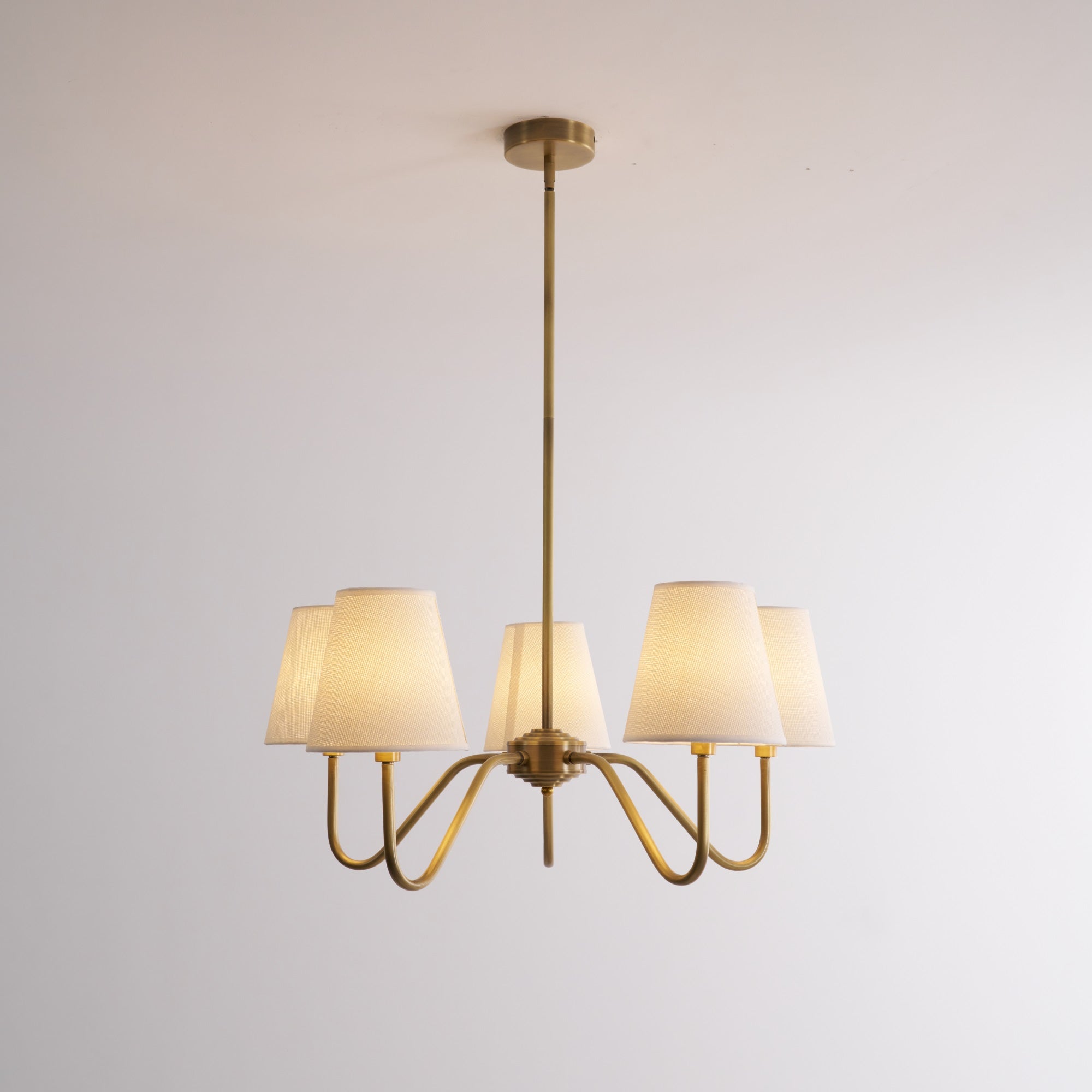 Viraean Lustre Industriel Vintage en Laiton et Tissu