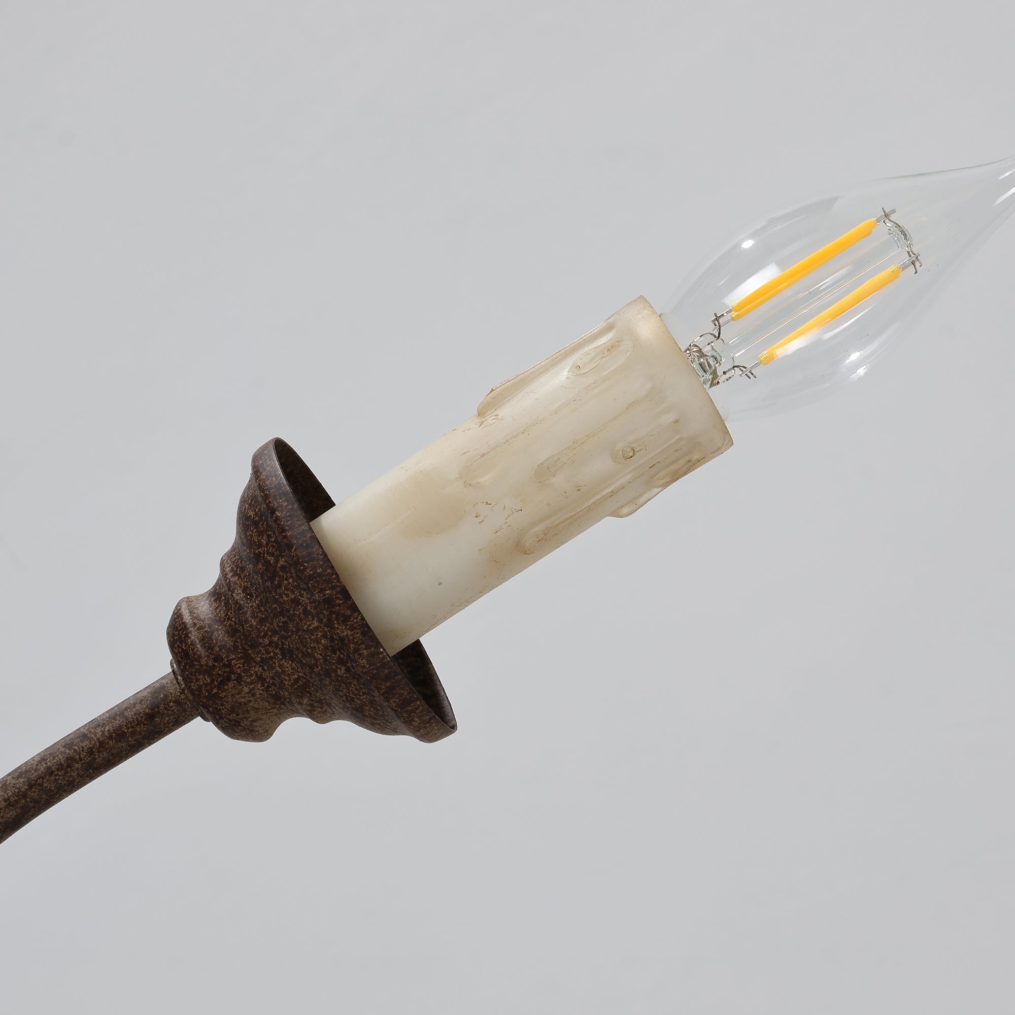 Emirel Lustre Vintage à 8 Lumières en Bois et Métal