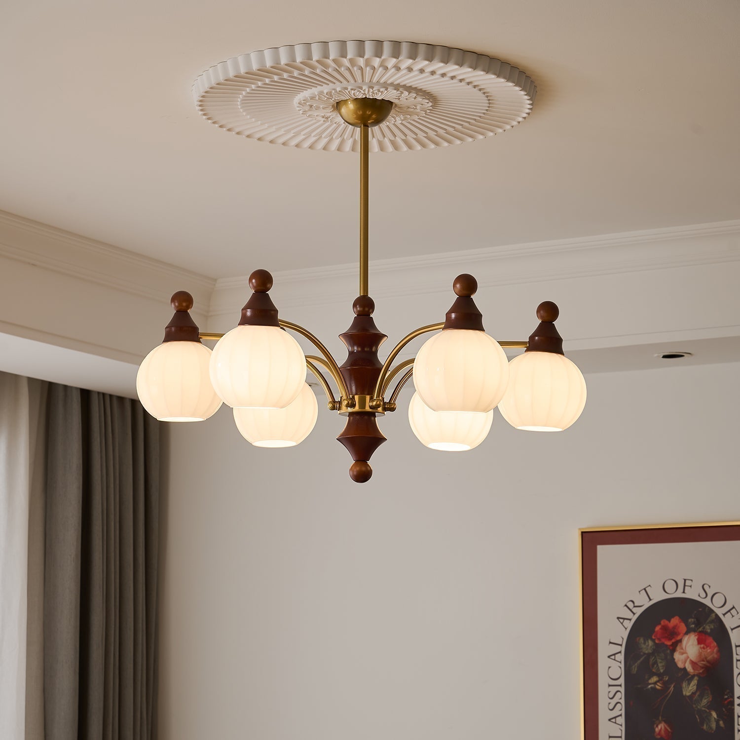 Lustra Lustre Blossom avec Abat-jours en Verre