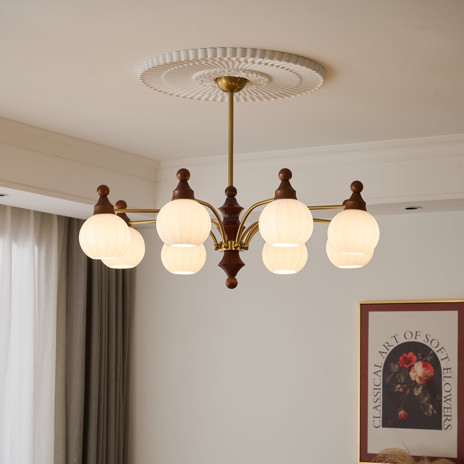 Lustra Lustre Blossom avec Abat-jours en Verre