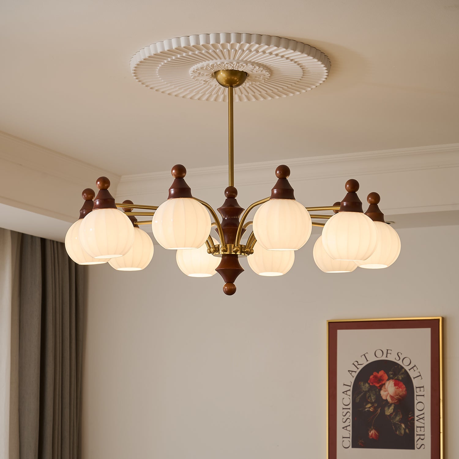 Lustra Lustre Blossom avec Abat-jours en Verre