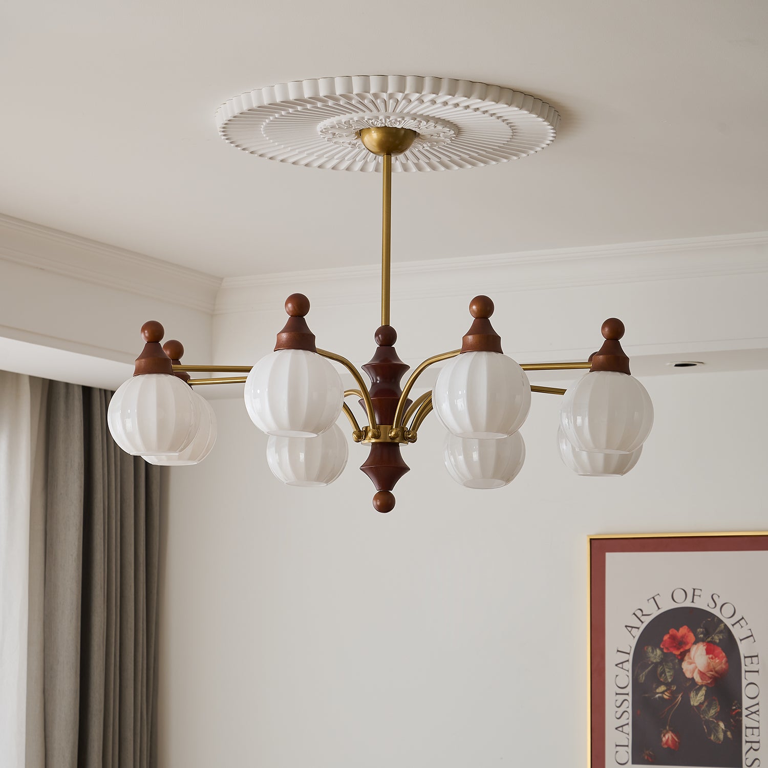 Lustra Lustre Blossom avec Abat-jours en Verre