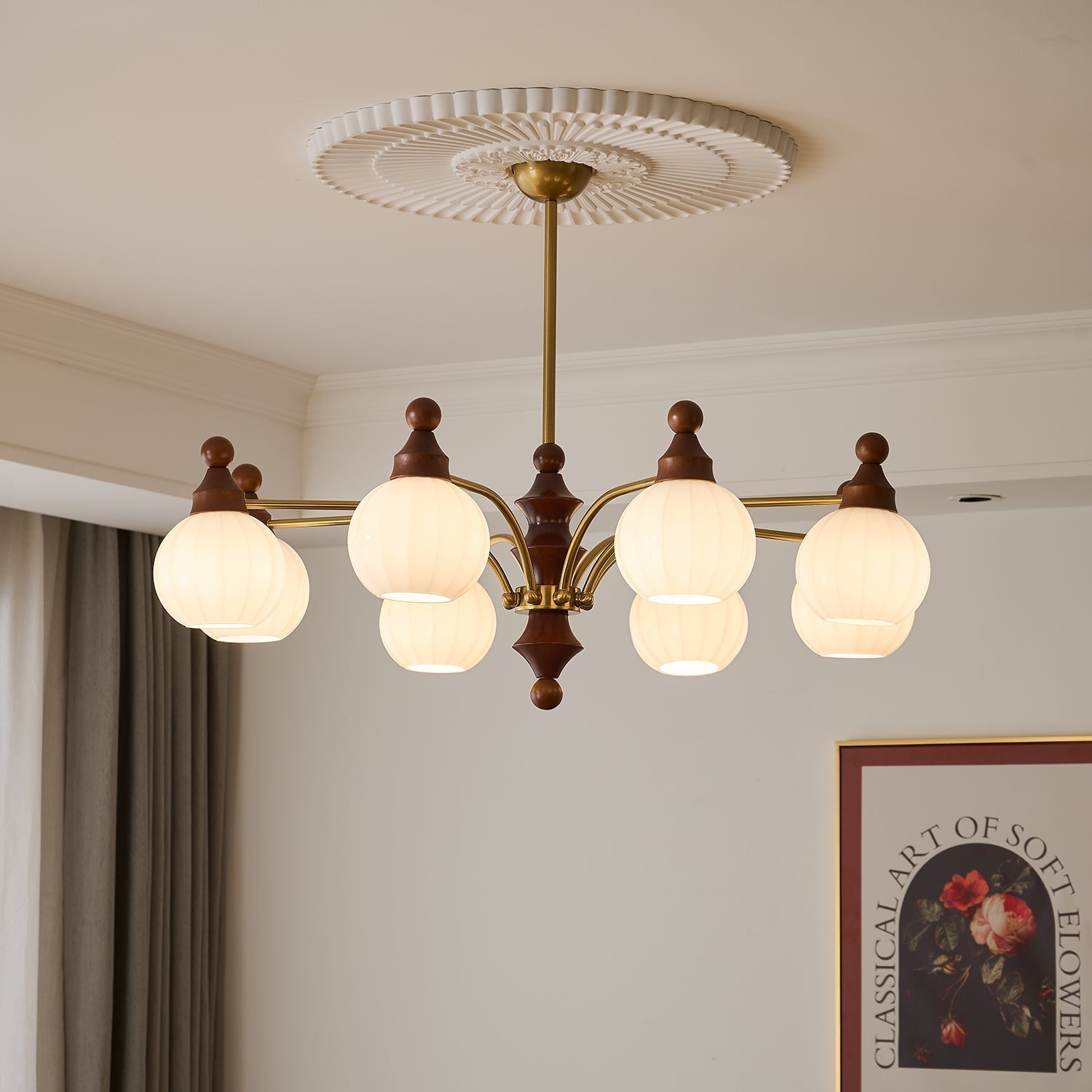 Lustra Lustre Blossom avec Abat-jours en Verre