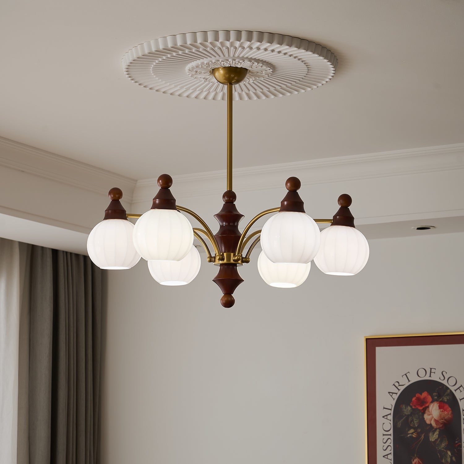 Lustra Lustre Blossom avec Abat-jours en Verre