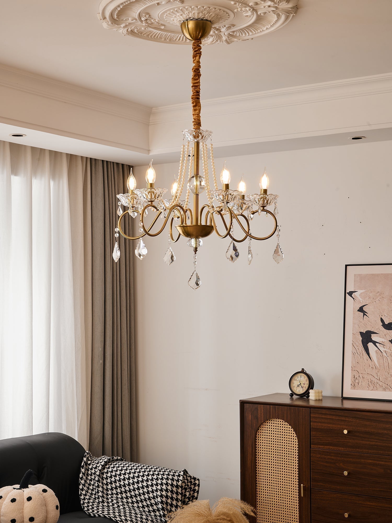 VelaeyraLustre Postmoderne de Luxe en Cristal et Perles