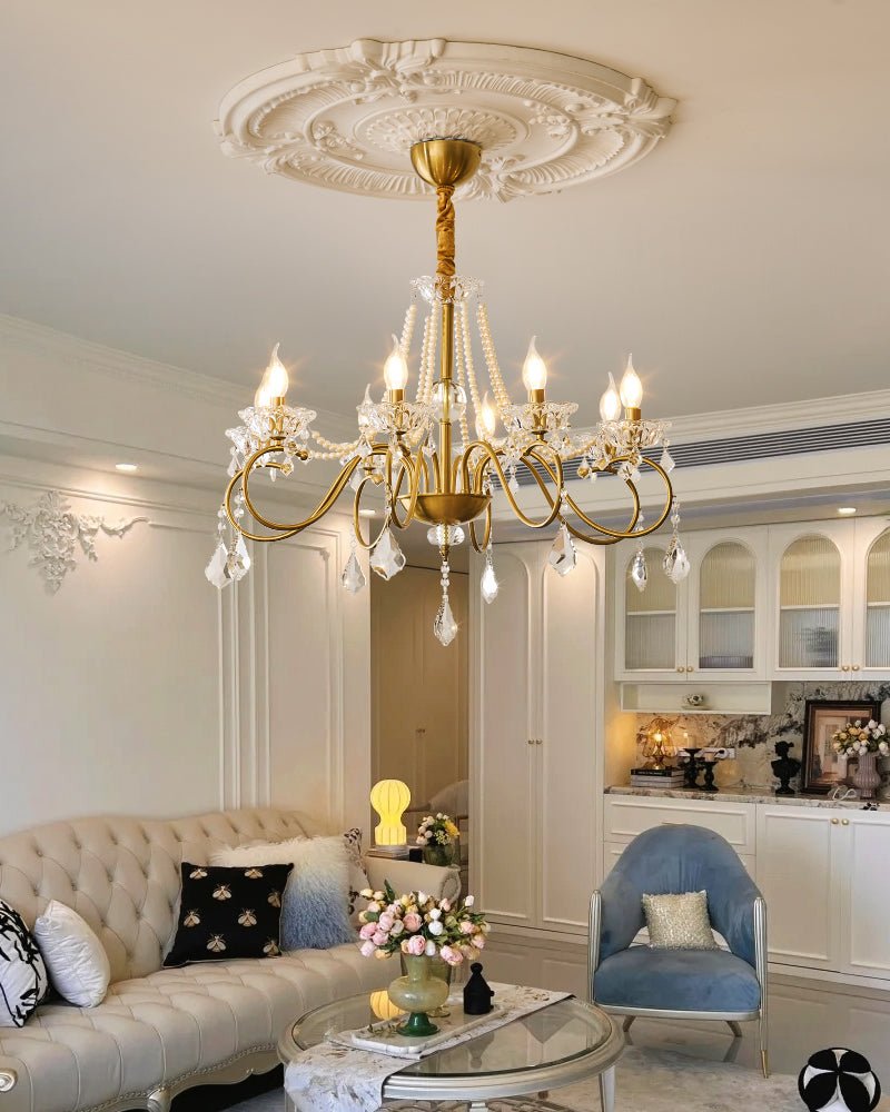 VelaeyraLustre Postmoderne de Luxe en Cristal et Perles