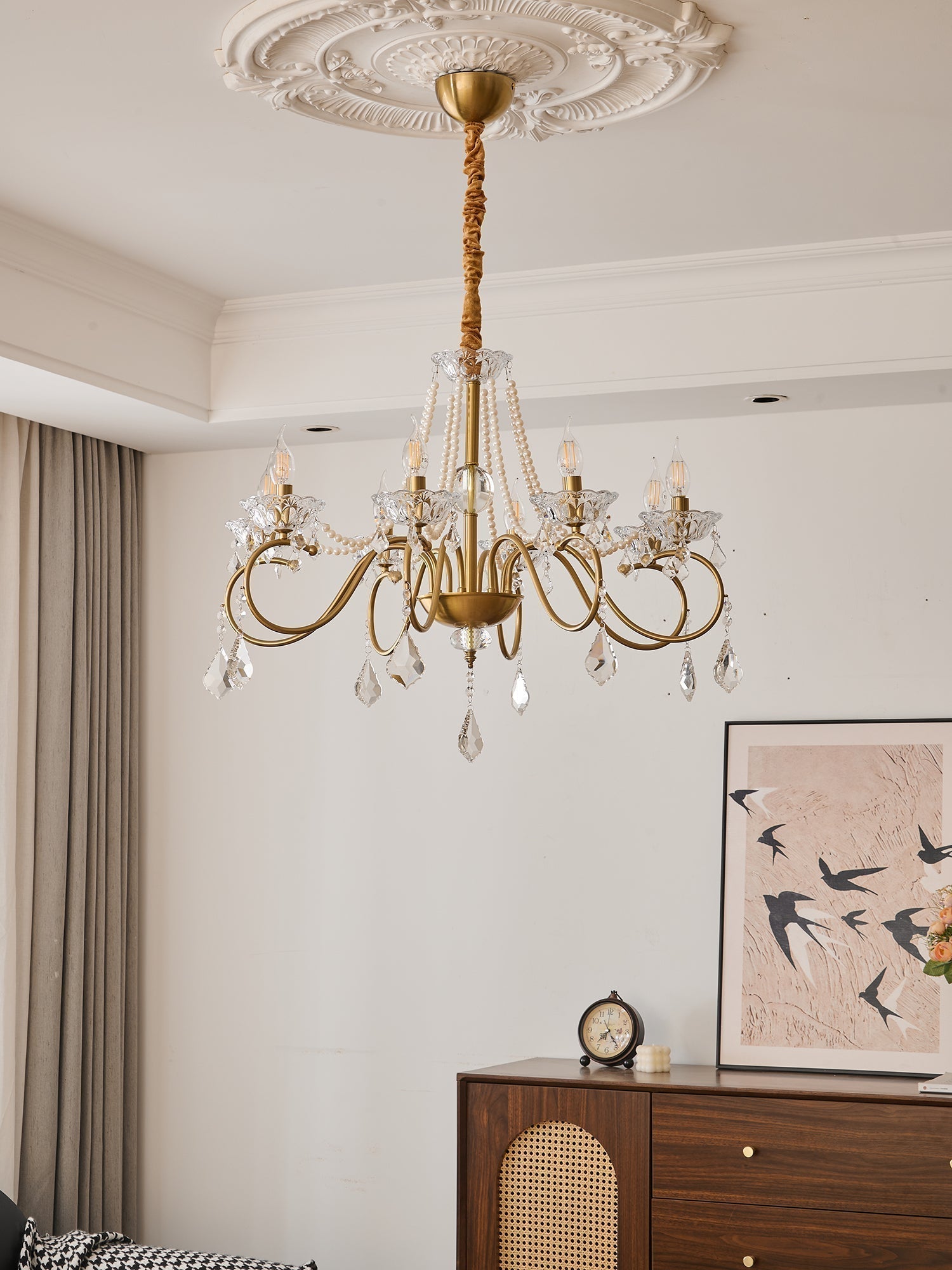 VelaeyraLustre Postmoderne de Luxe en Cristal et Perles
