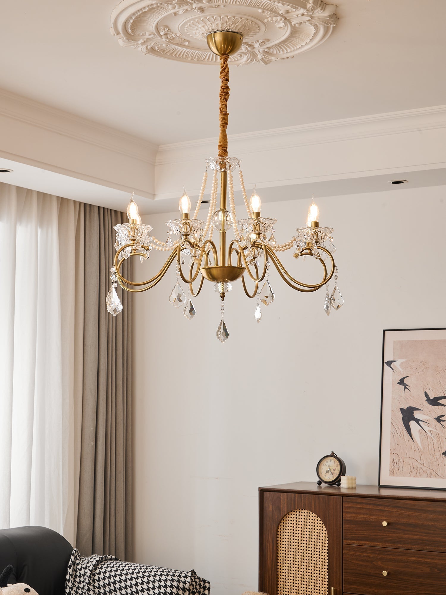 VelaeyraLustre Postmoderne de Luxe en Cristal et Perles