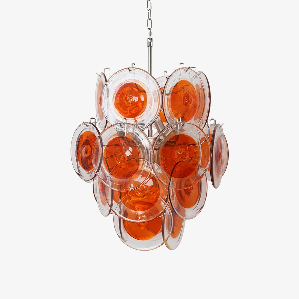 Aurora Lustre en Verre de Murano Orange Disque Superposé