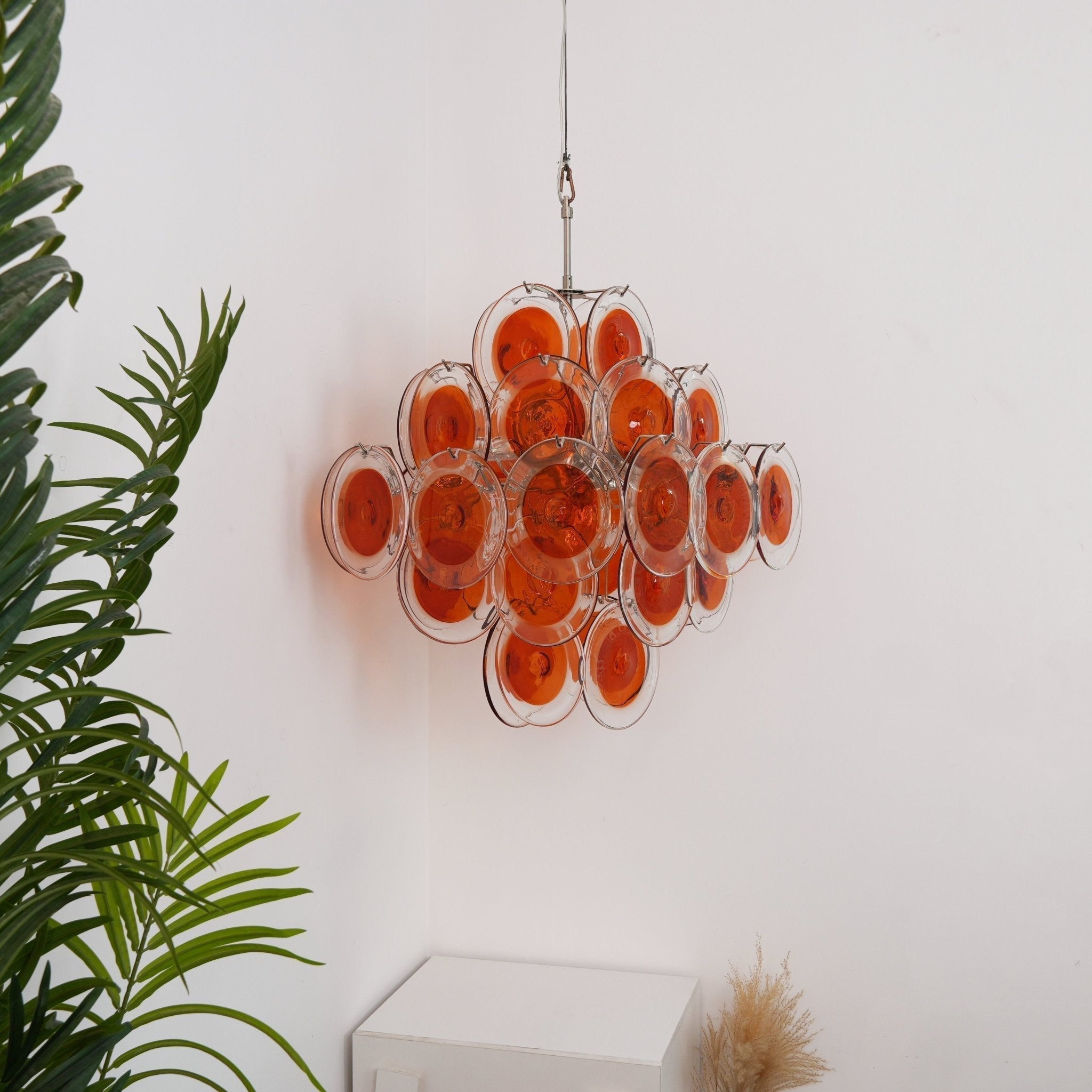 Aurora Lustre en Verre de Murano Orange Disque Superposé
