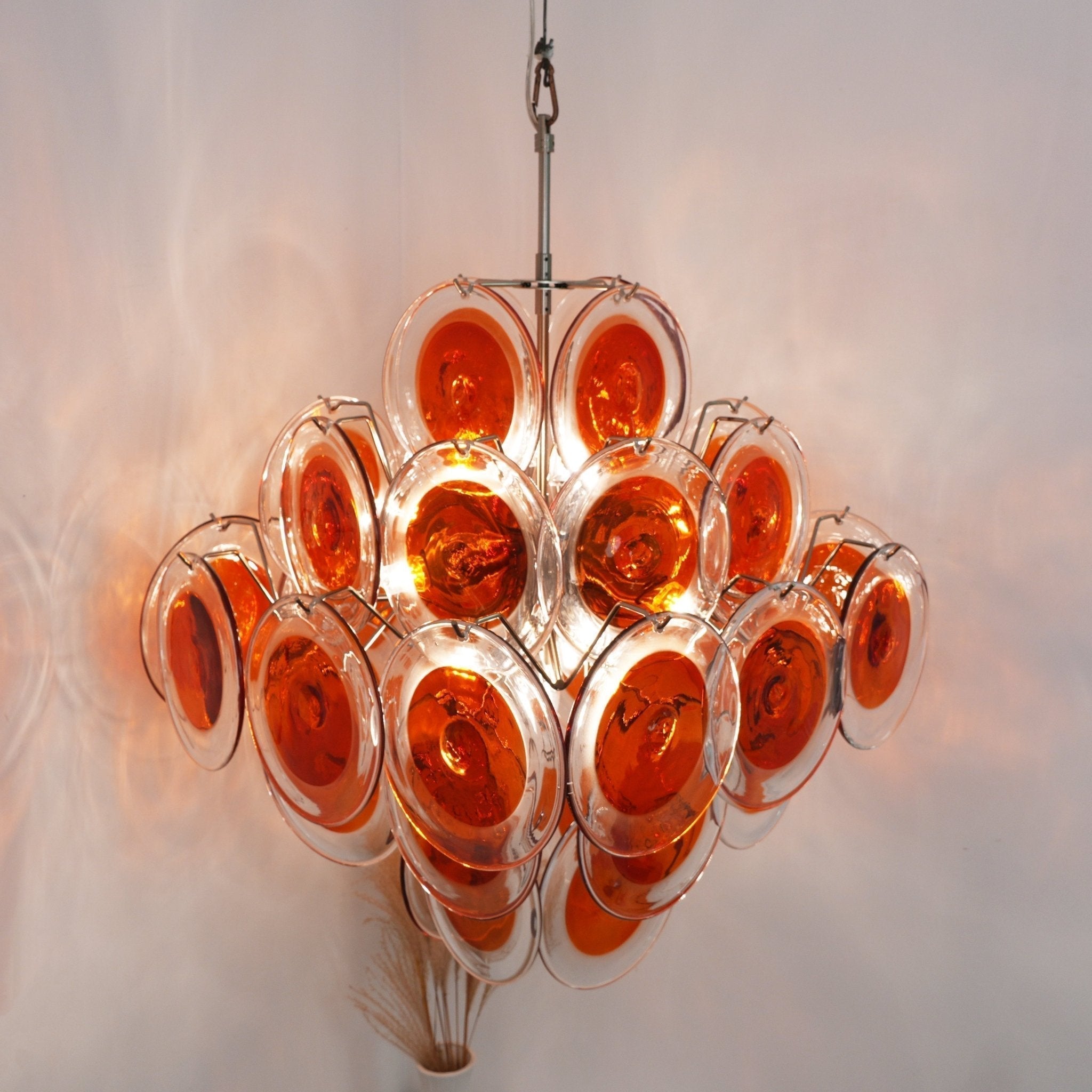 Aurora Lustre en Verre de Murano Orange Disque Superposé