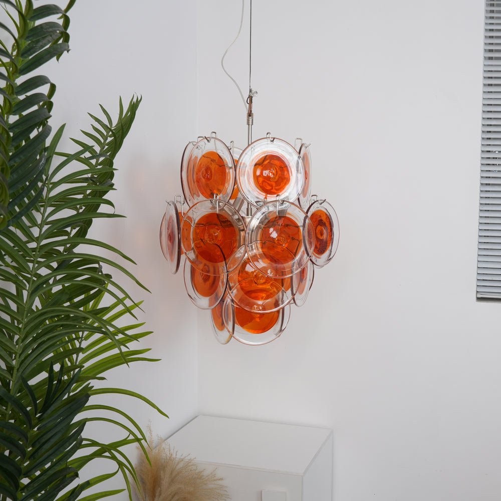 Aurora Lustre en Verre de Murano Orange Disque Superposé