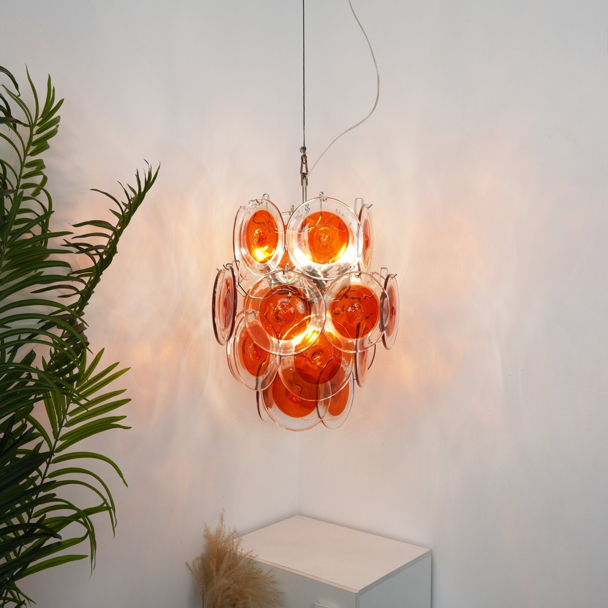 Aurora Lustre en Verre de Murano Orange Disque Superposé