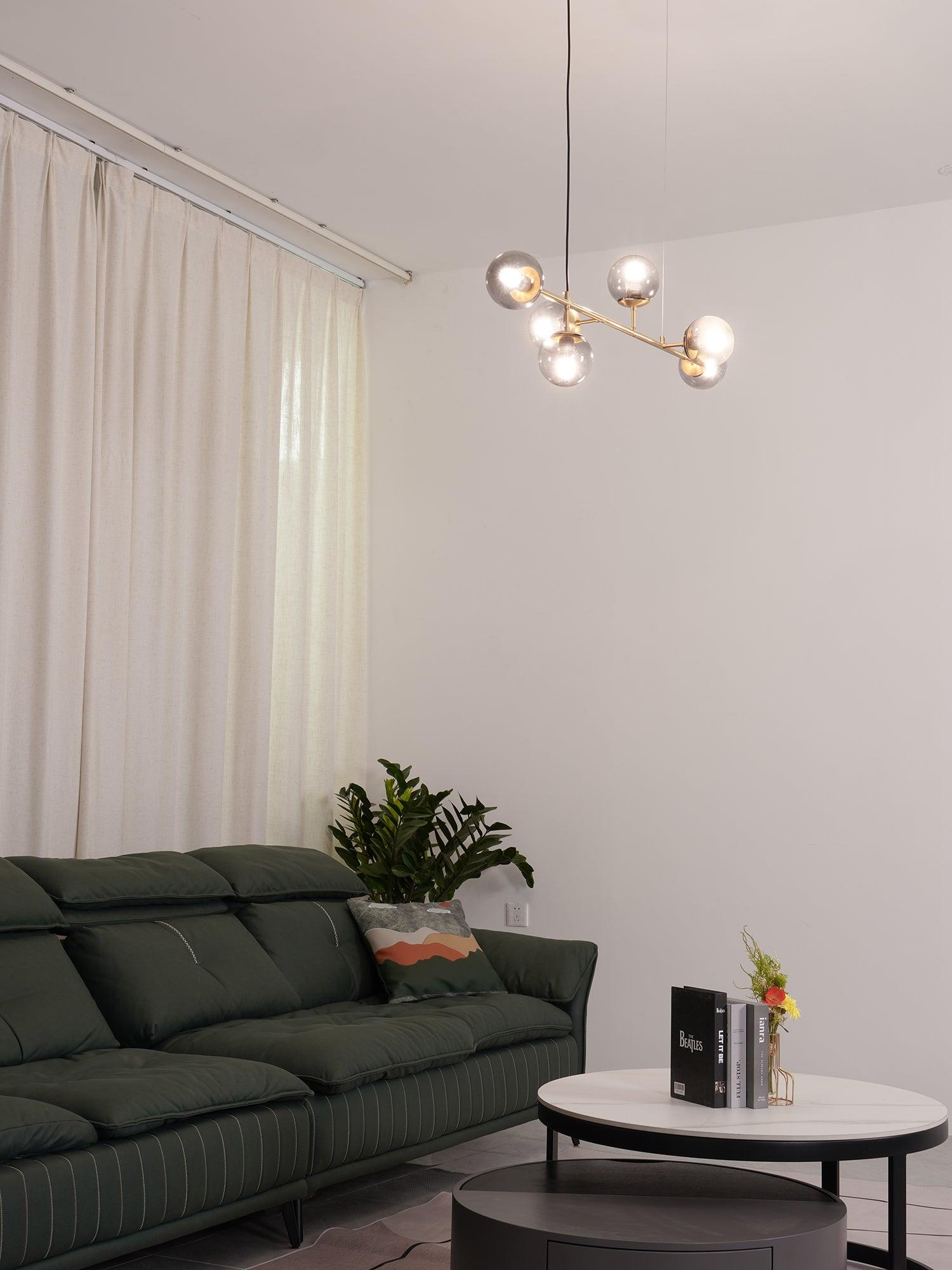 Lustra Suspension Orb Laiton Verre Pour Salon