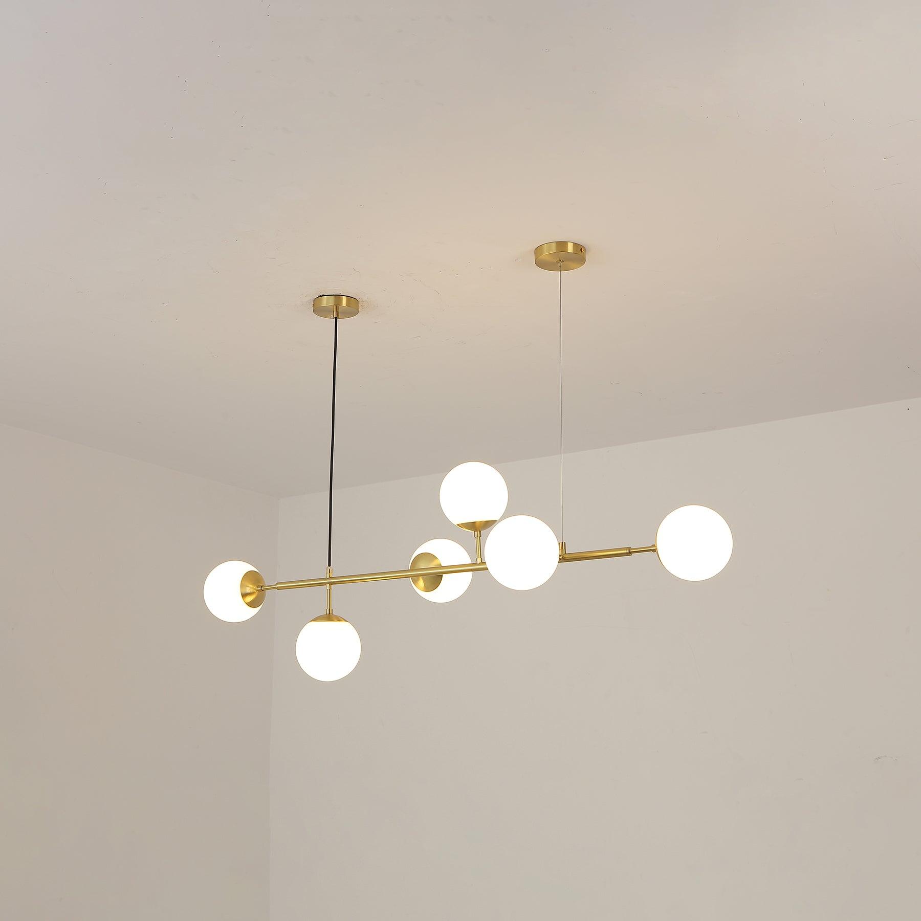 Lustra Suspension Orb Laiton Verre Pour Salon
