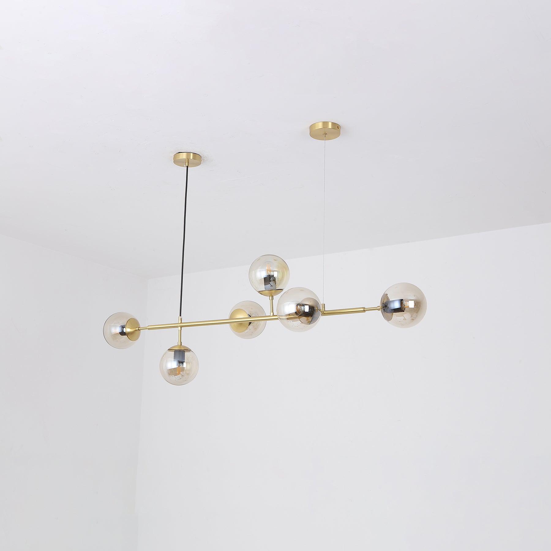 Lustra Suspension Orb Laiton Verre Pour Salon