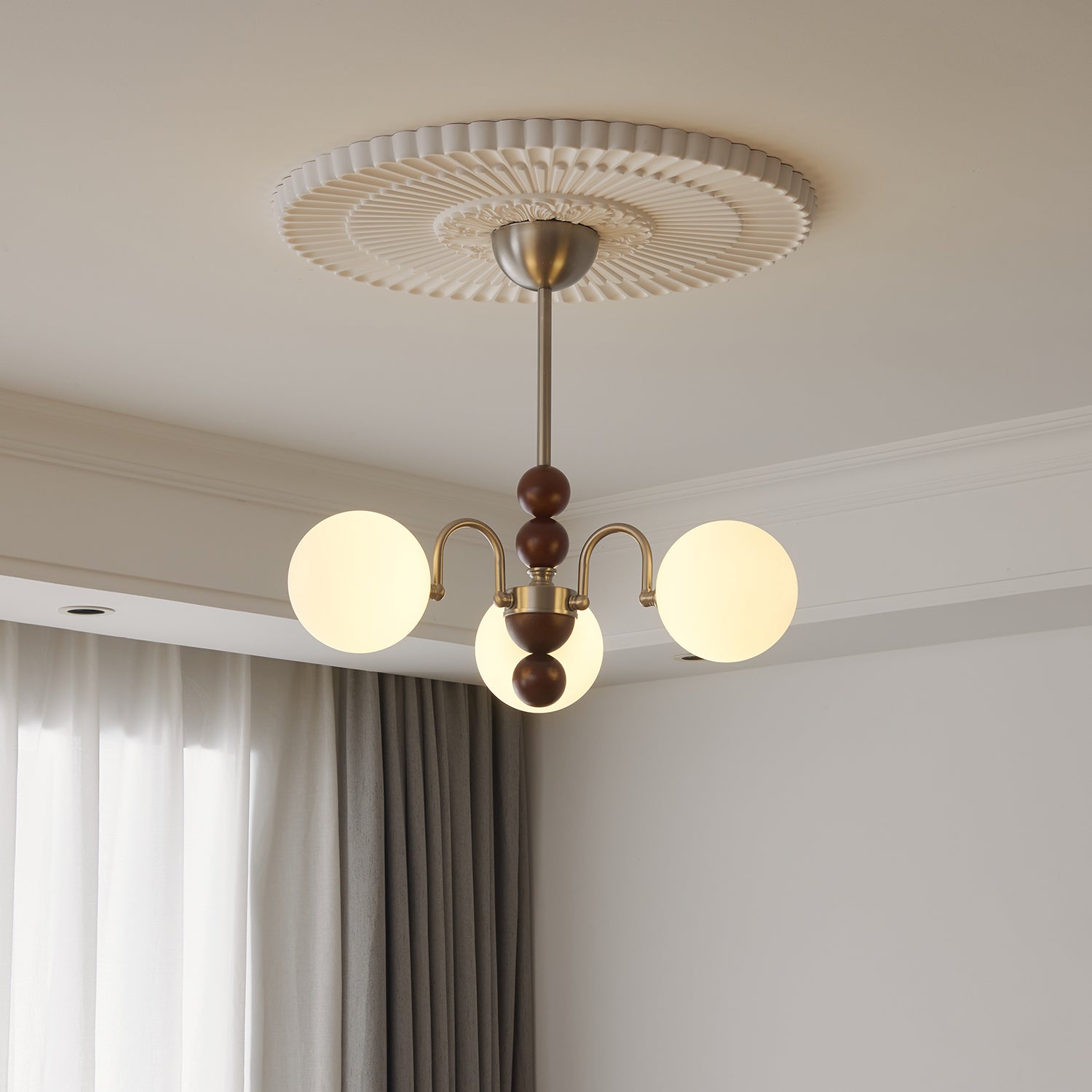 Orbital Lustre Bois Verre Art Nordique Premium Courbe