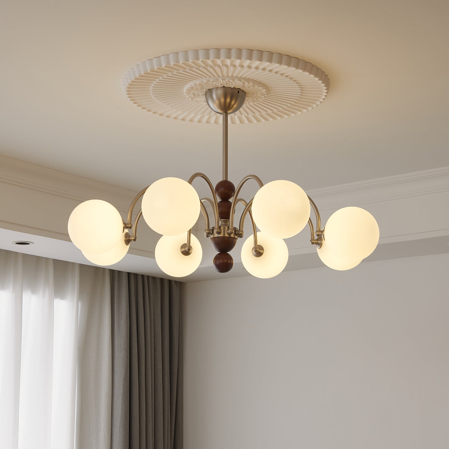Orbital Lustre Bois Verre Art Nordique Premium Courbe