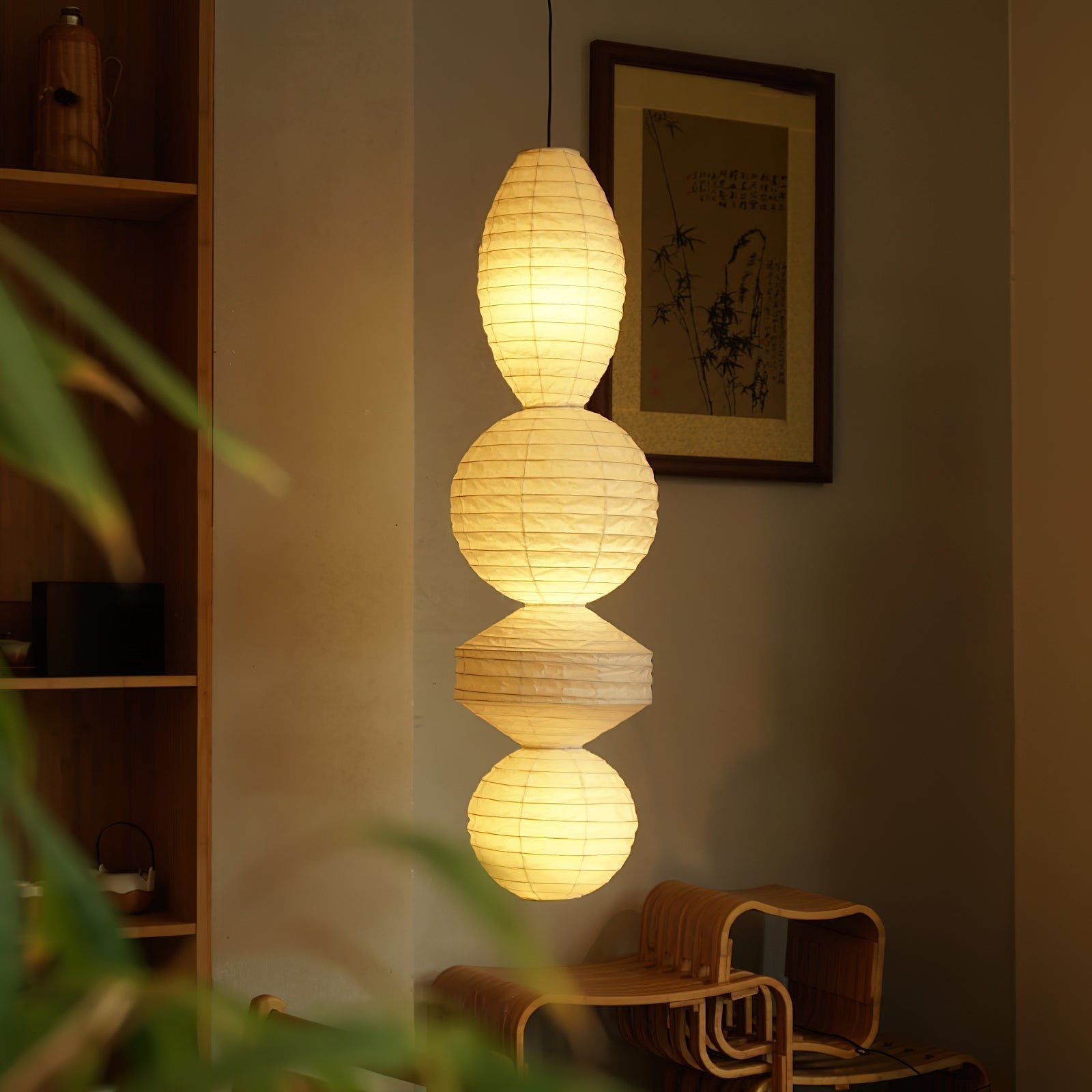 Elthayra Lampe Suspendue Lampe à Lanterne en Bambou Série Naturelle