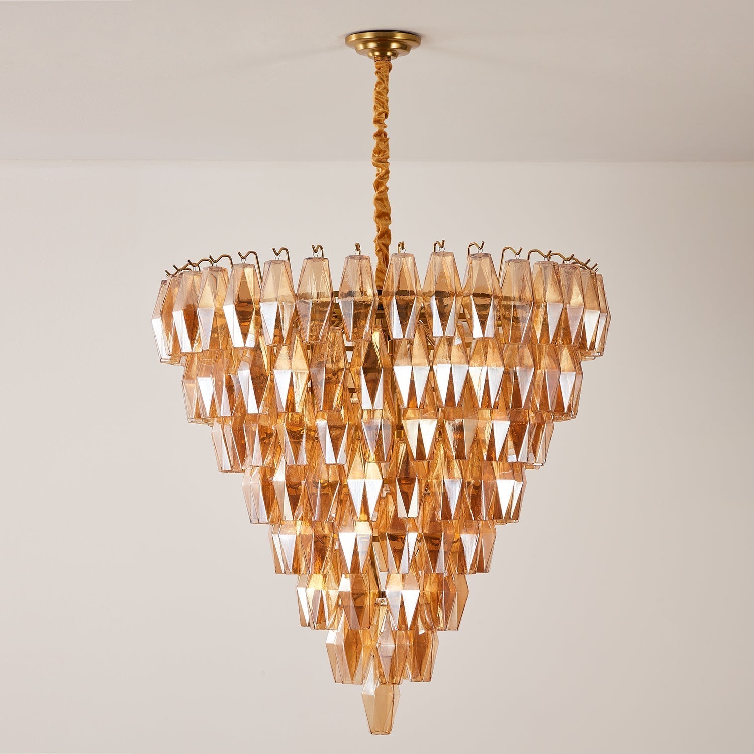 Orinelle Lustre Cascade en Verre Luxueux